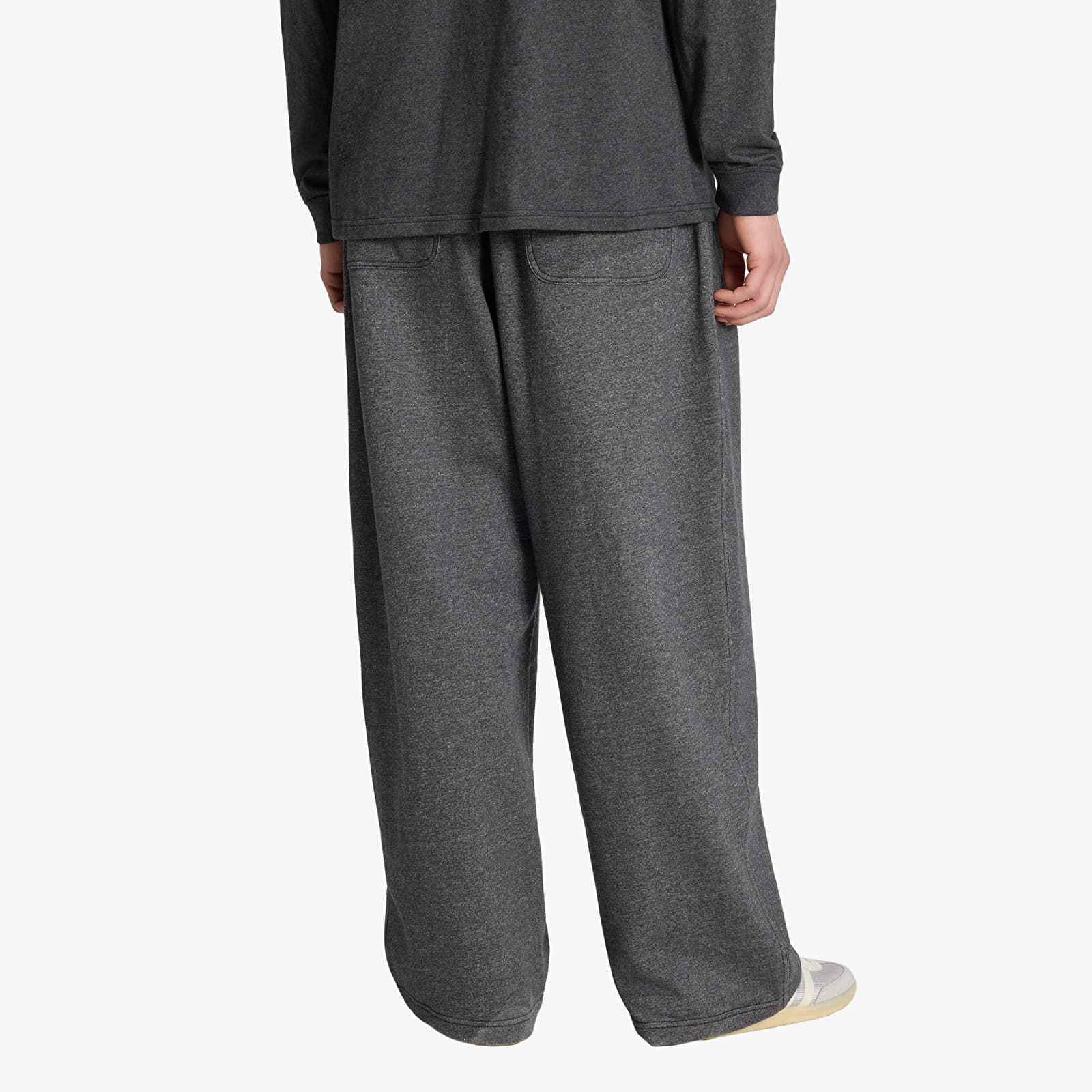 Pantaloni bărbați adidas Trefoil Essentials Melange Baggy Open Hem Dark Grey Heather