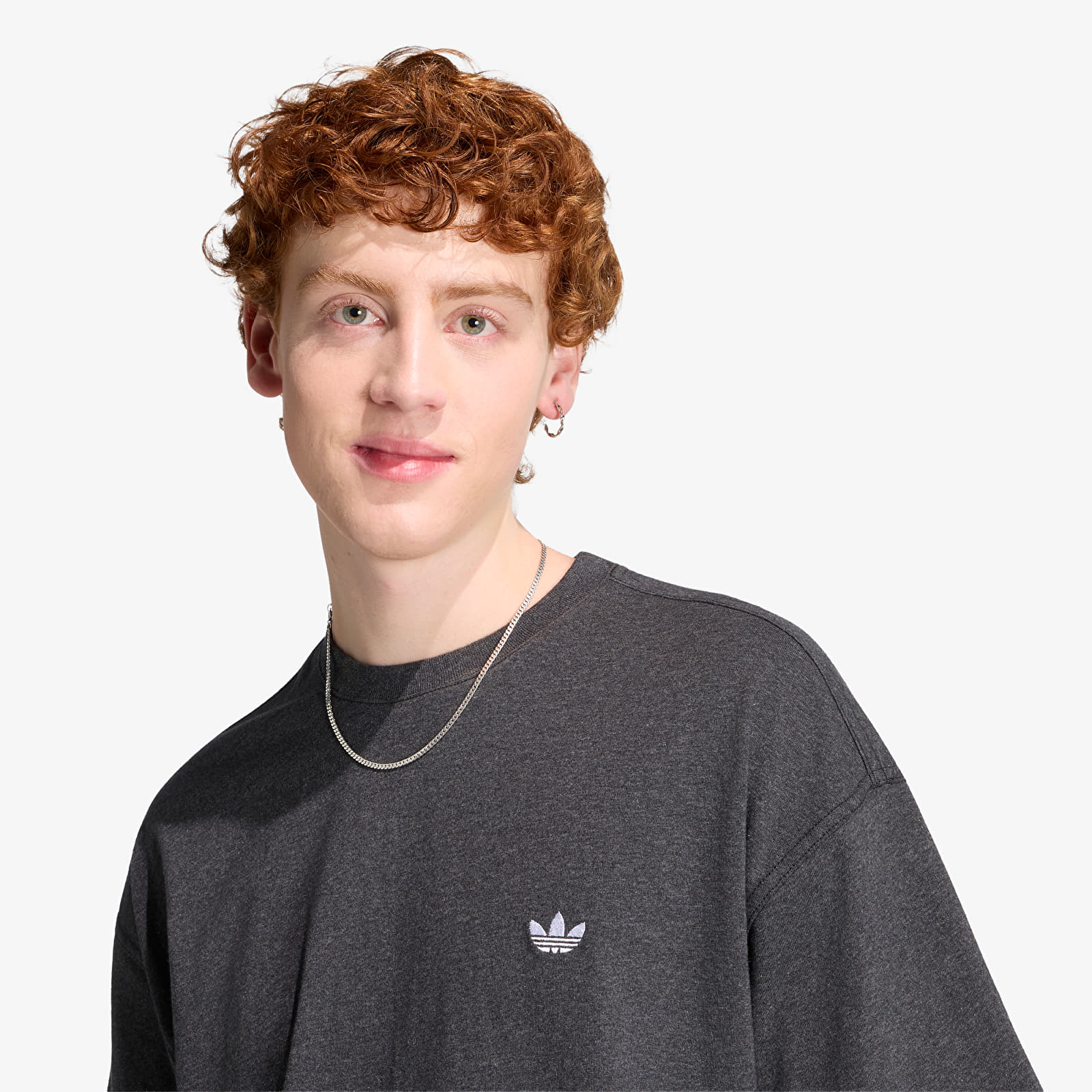 Meeste T-särgid adidas Trefoil Essentials Melange Loose Cropped T-Shirt Dark Grey Heather