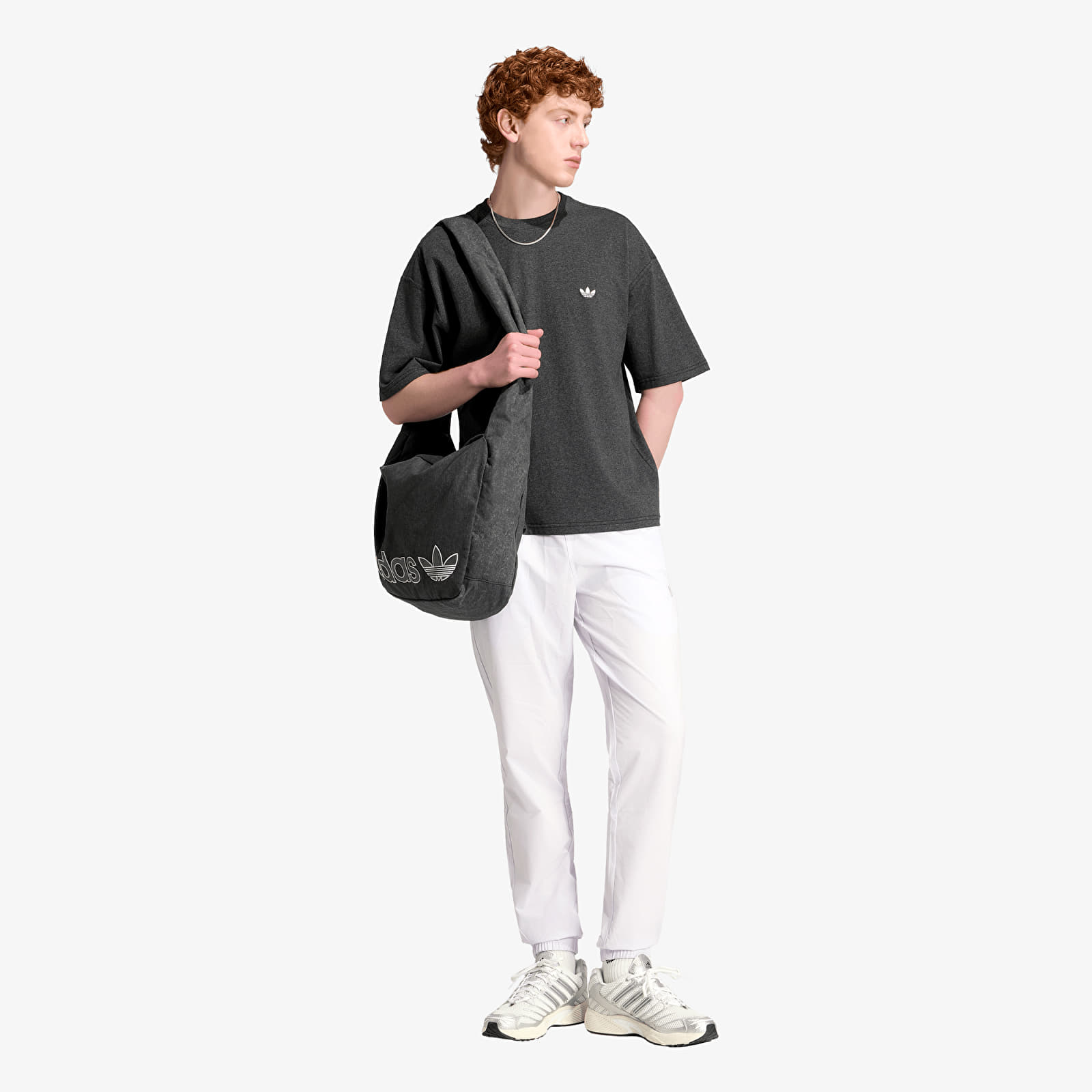 Meeste T-särgid adidas Trefoil Essentials Melange Loose Cropped T-Shirt Dark Grey Heather