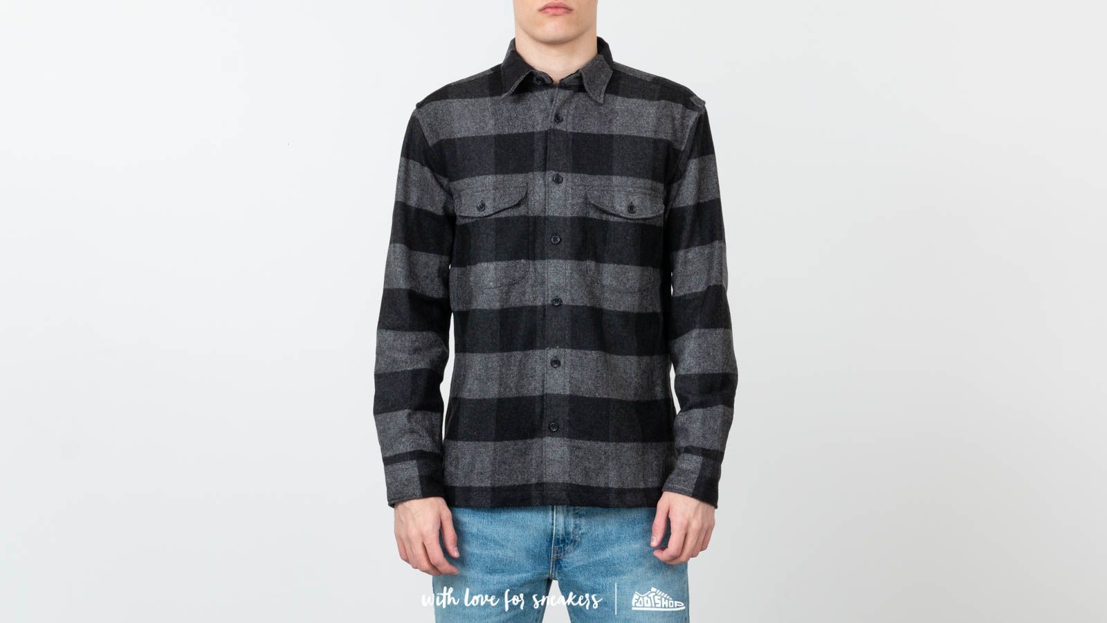 Košile SELECTED Loosedean Long Sleeve Shirt Black/ Grey