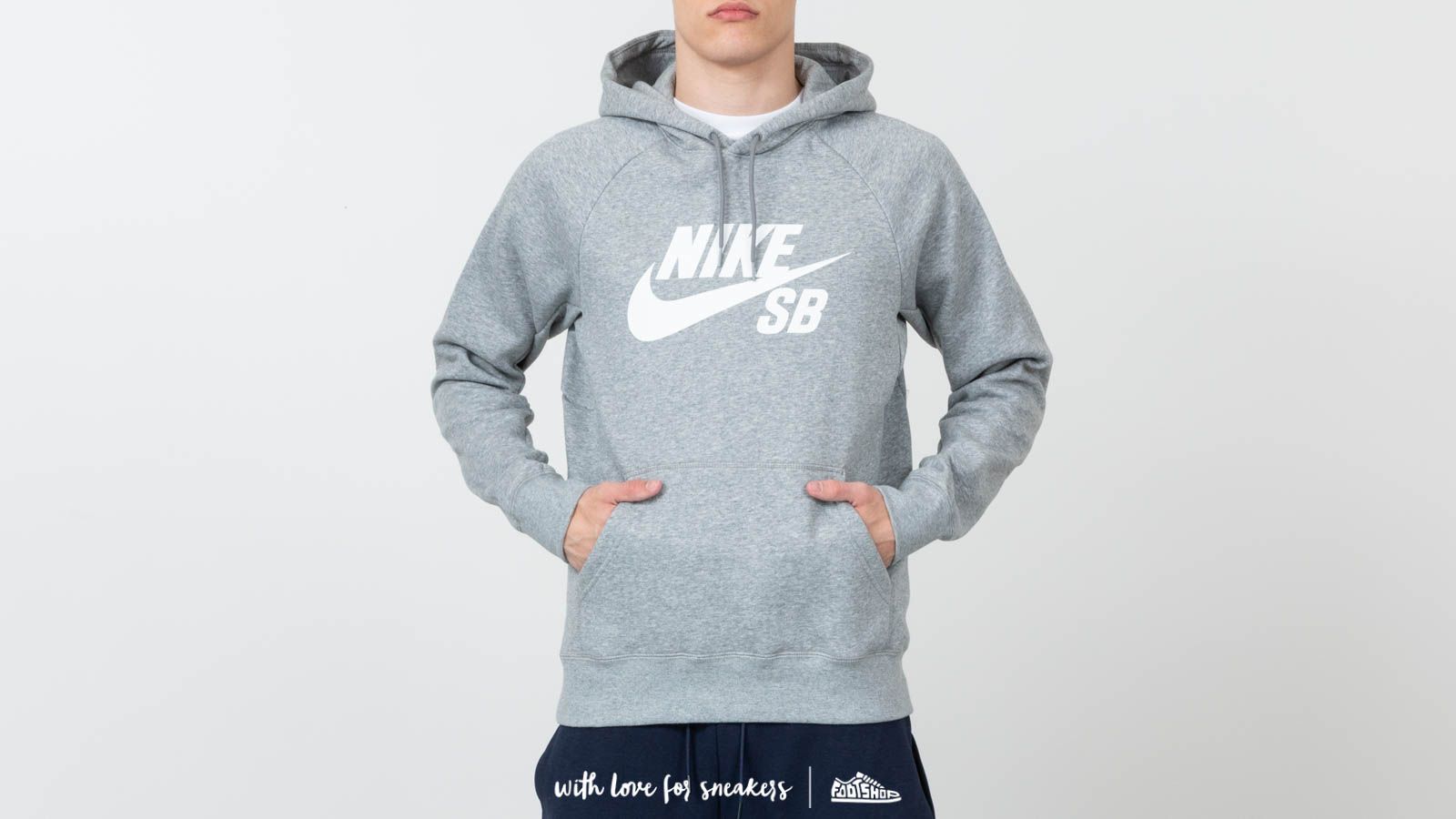 Sudaderas Nike SB Icon Hoodie Dark Grey Heather/ White