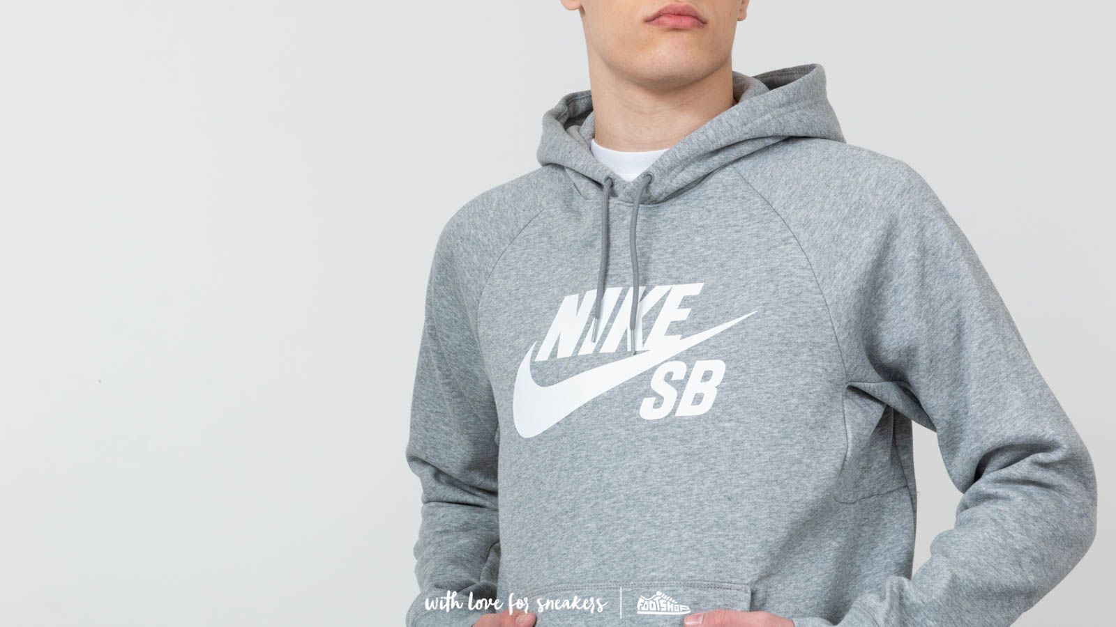 Sudaderas Nike SB Icon Hoodie Dark Grey Heather/ White
