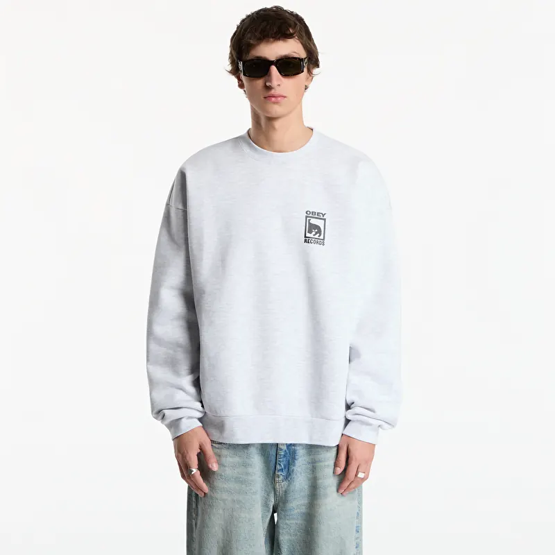 Sweatshirt Obey Records Extra Heavy Crew Ash Grey