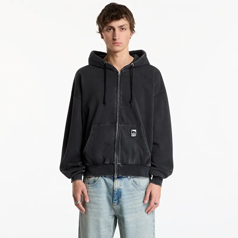 Sweatshirt Obey Post Zip Hood Dusty Black Limo