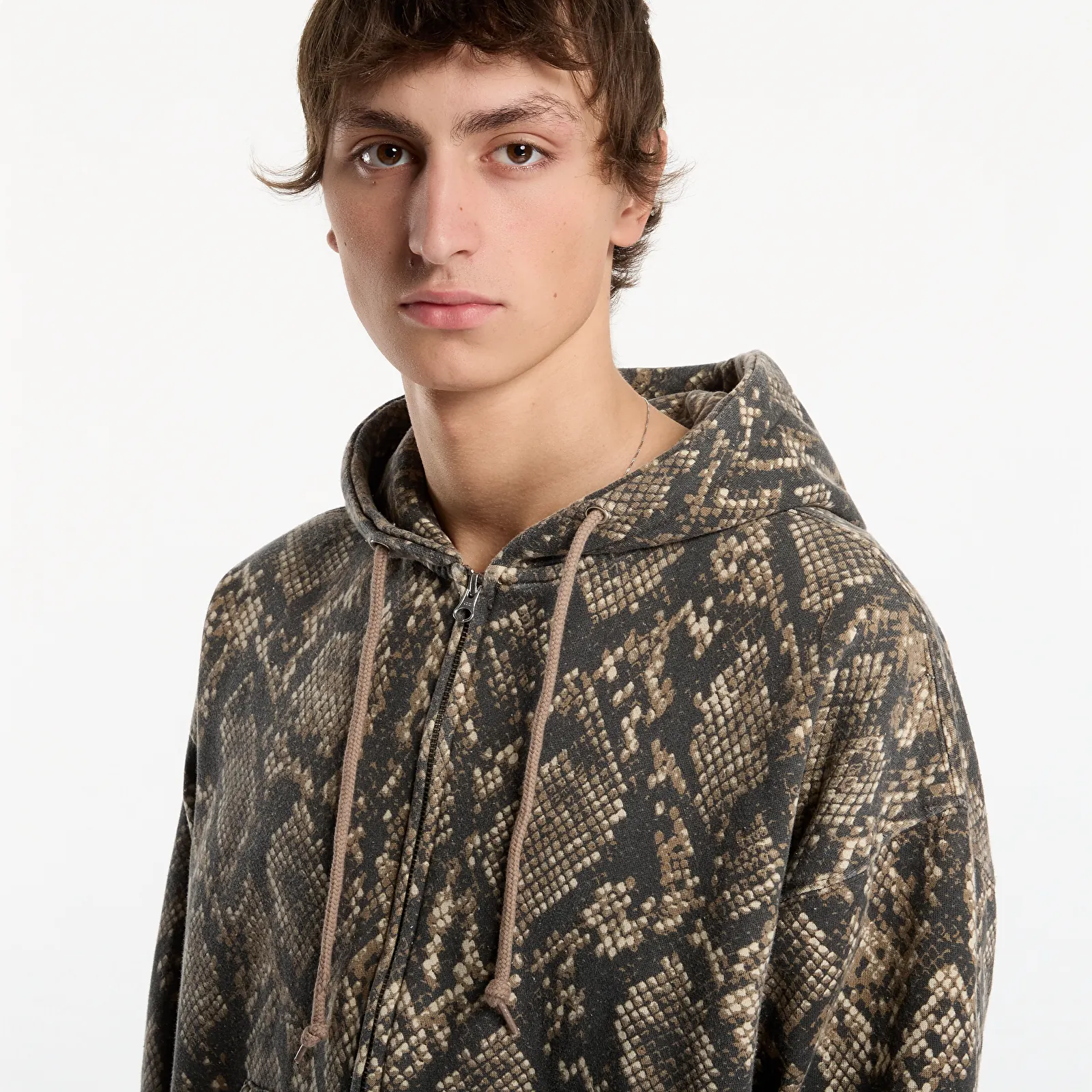 Puloverji   Obey Post Zip Hood Dusty Vintage Rattlesnake