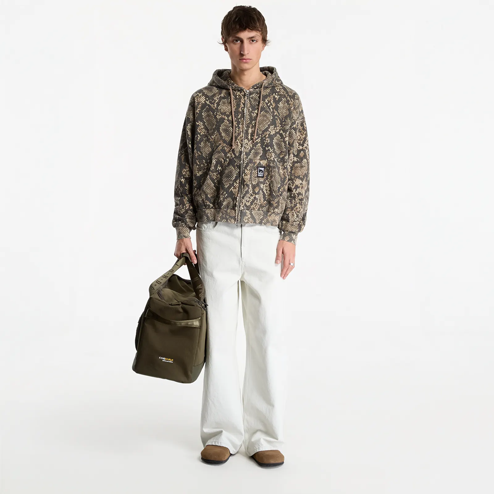 Puloverji   Obey Post Zip Hood Dusty Vintage Rattlesnake