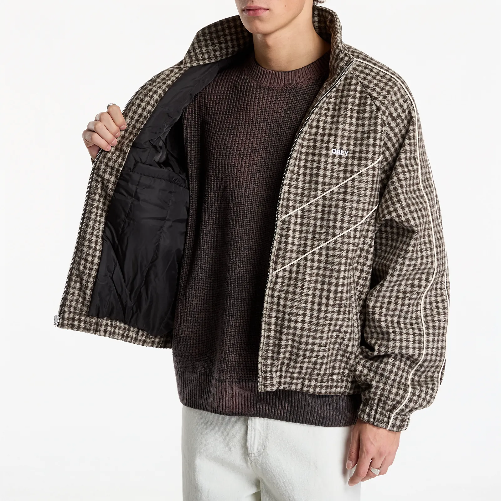 Bundy Obey Leisure Training Jacket Abbey Stone Plaid
