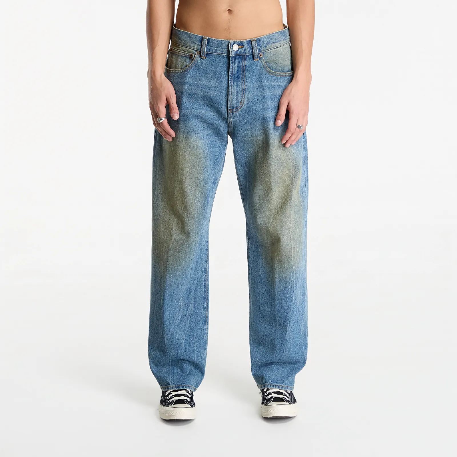 Hlače Obey Nelson Straight Leg Denim Garage Wash Indigo