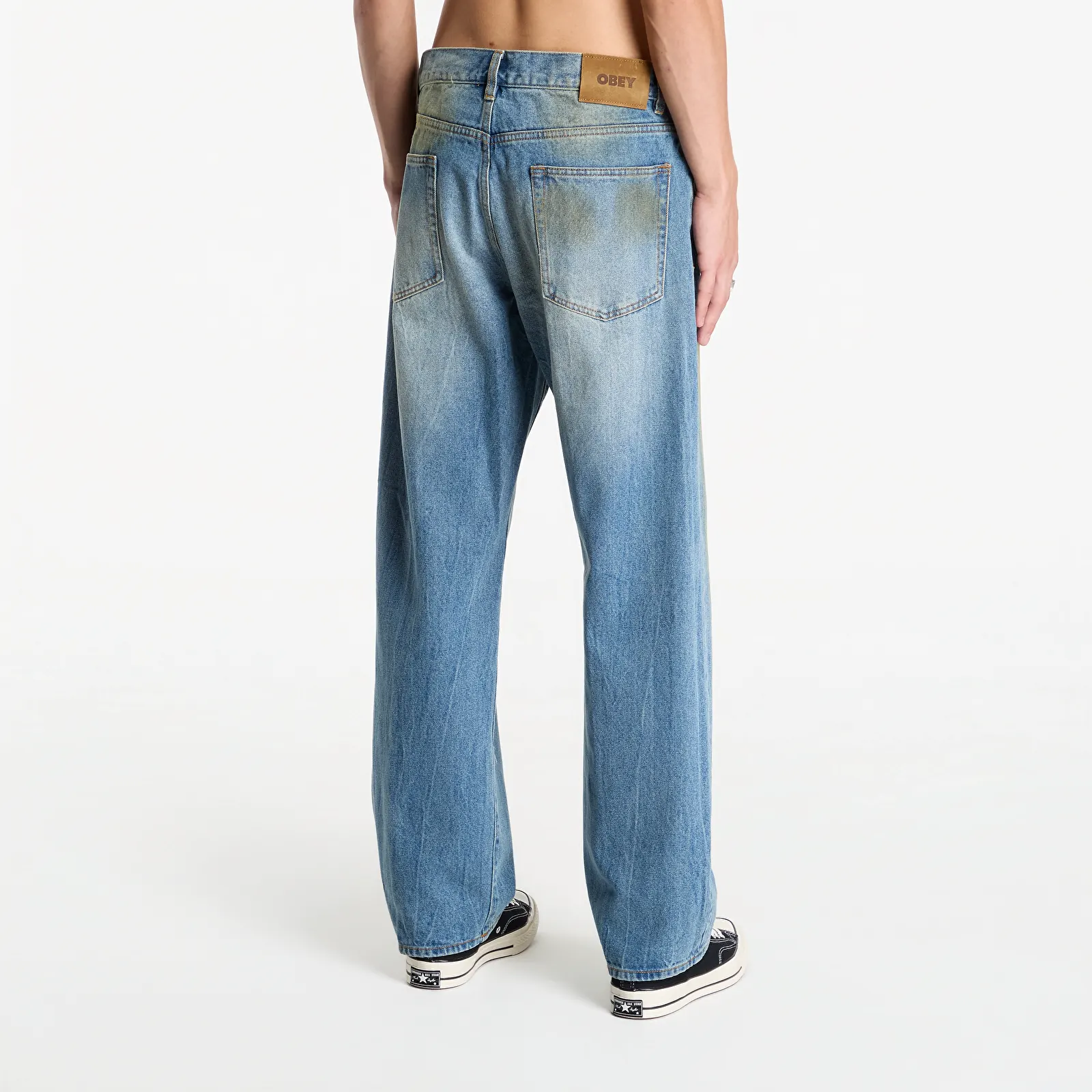 Hlače Obey Nelson Straight Leg Denim Garage Wash Indigo
