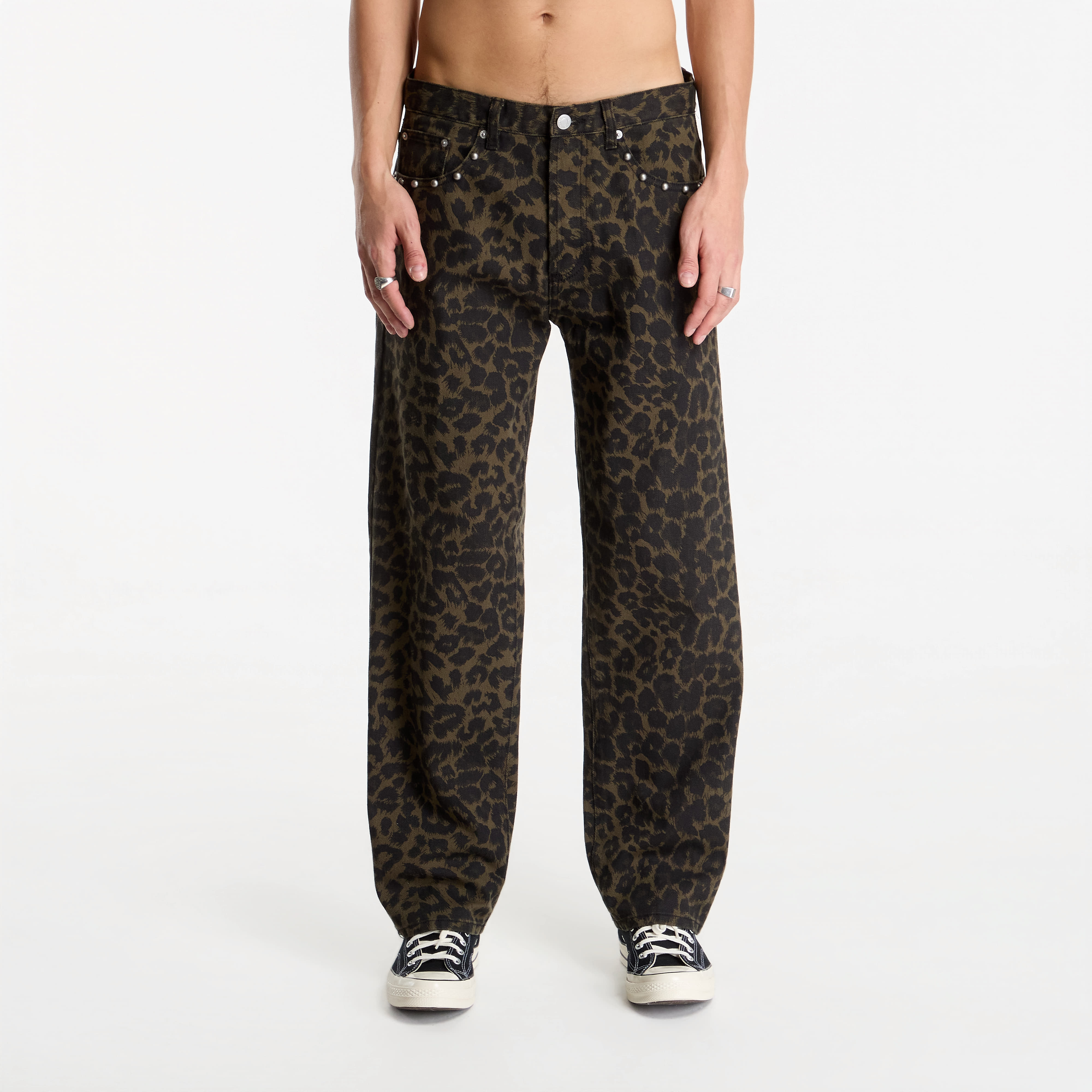 Дънки Obey Studded Boxcar Straight Leg Denim Dark Leopard W31