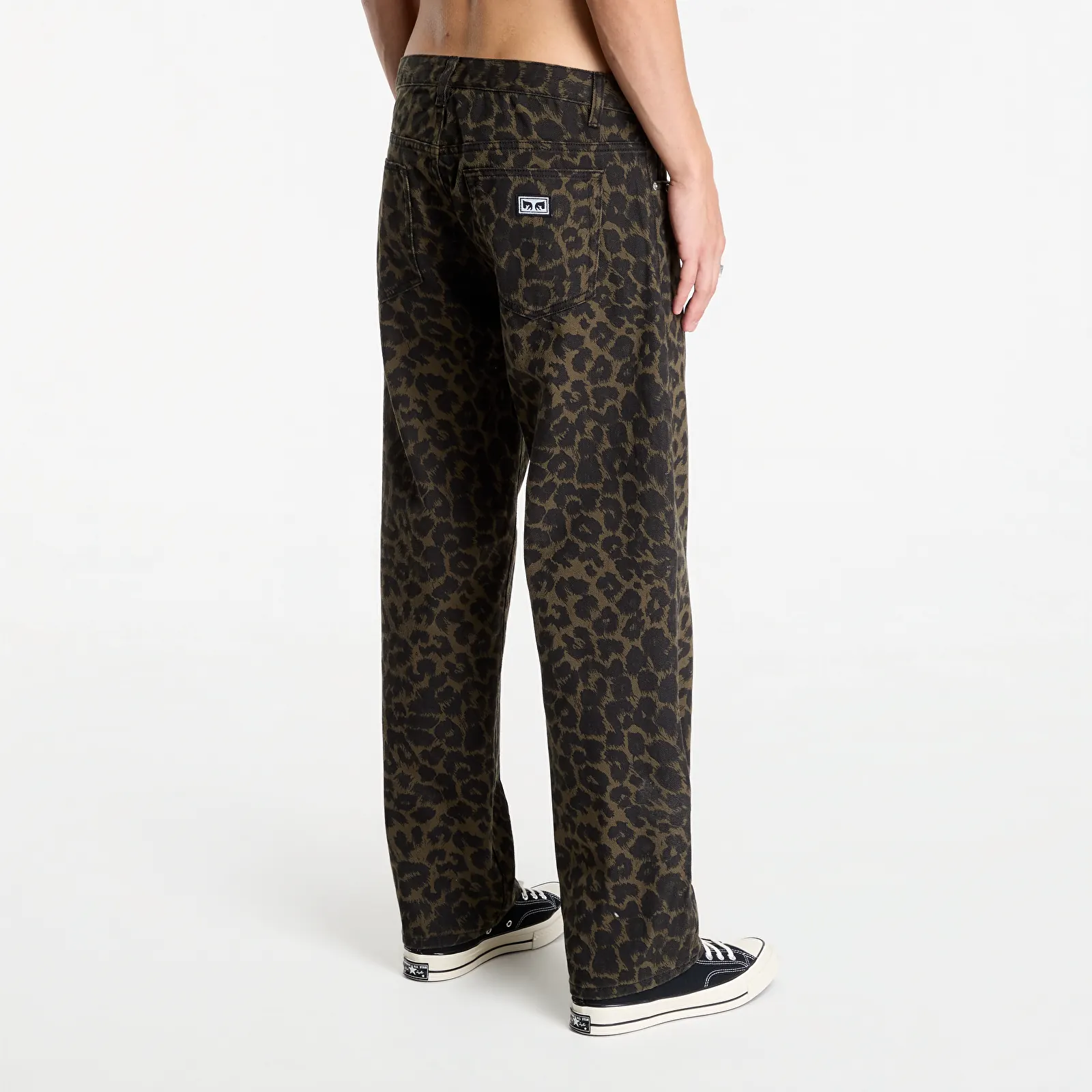 Spijkerbroeken Obey Studded Boxcar Straight Leg Denim Dark Leopard