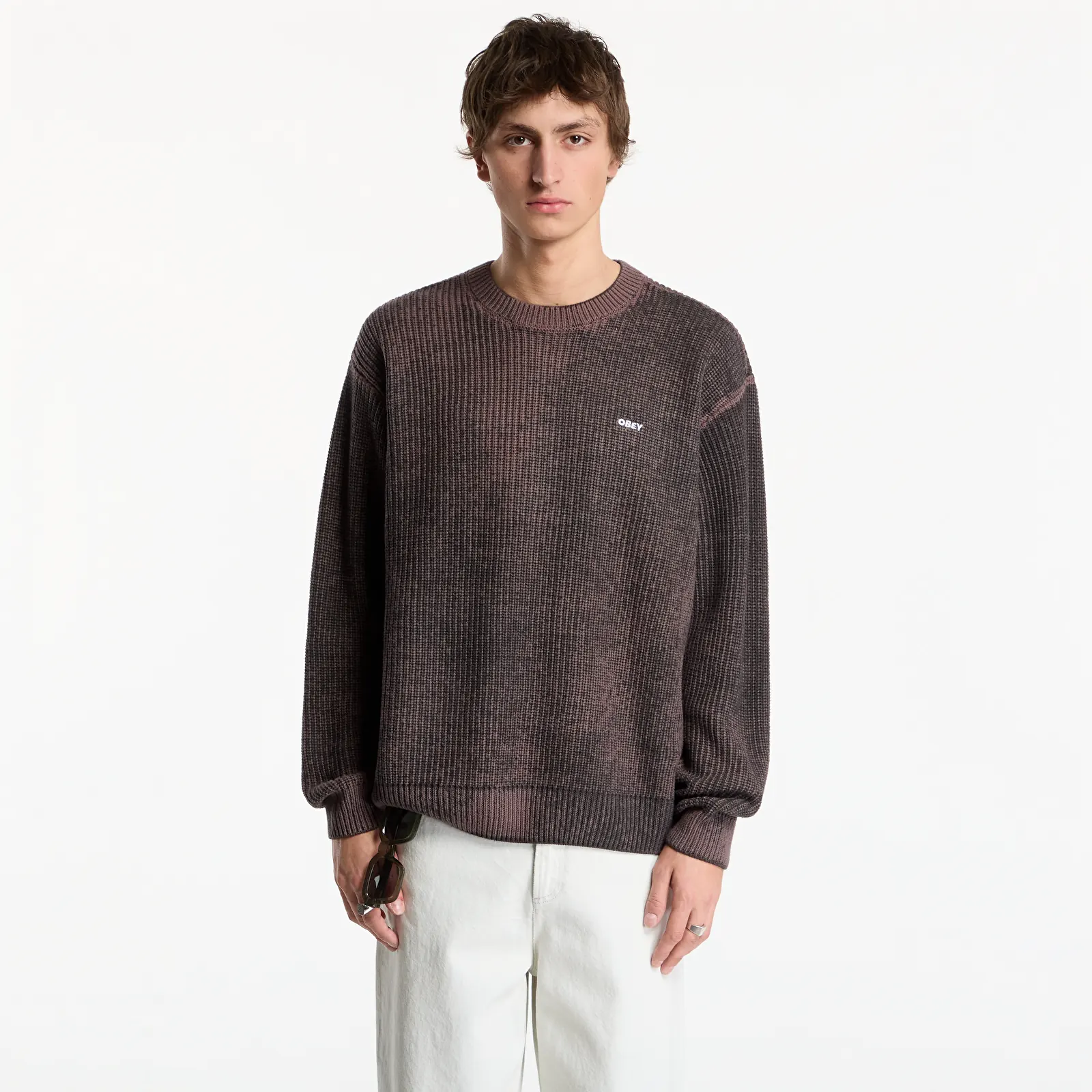 Miesten hupparit Obey Spray Effect Sweater Morel Multi
