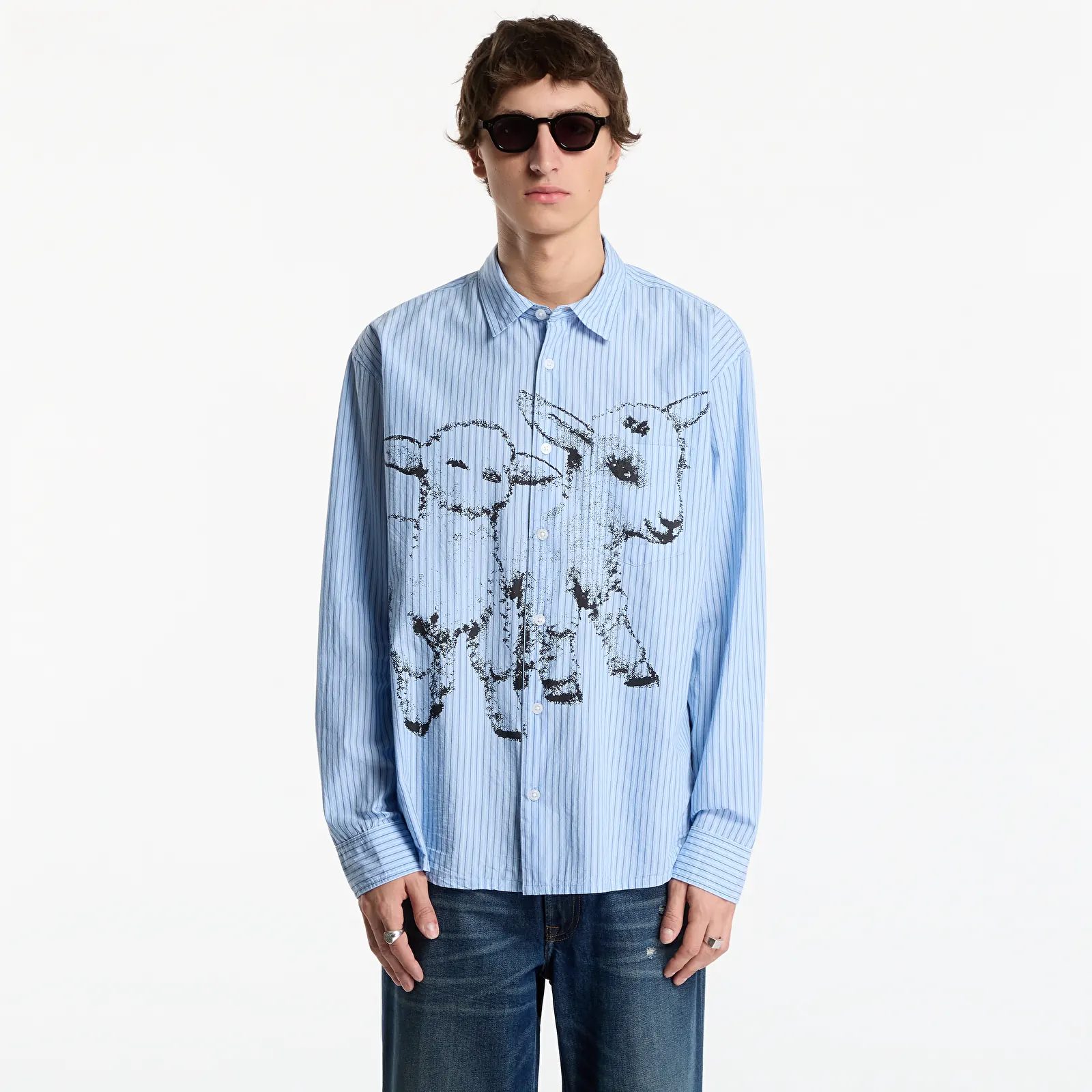 Men's shirts Obey Billy Woven Light Blue Multi