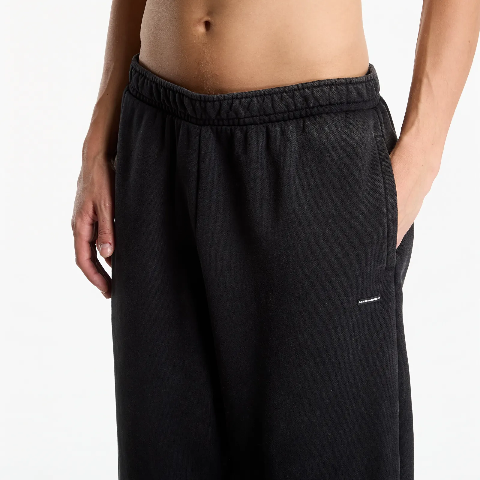 Treninguri Under Armour Icon HW Flc Washed Pants Ultimate Black/ Ultimate Black