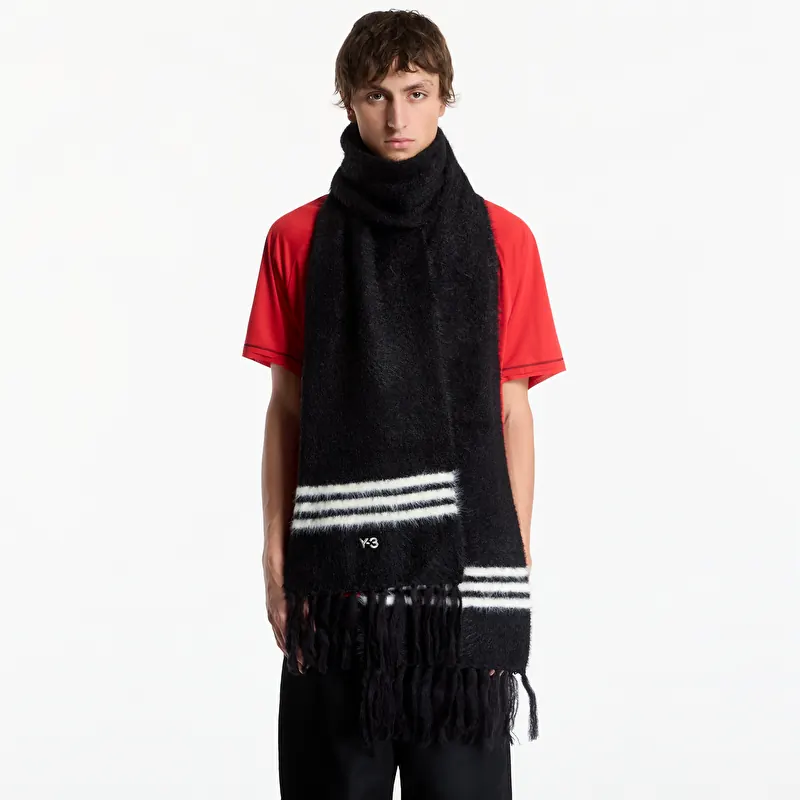 Sjaal Y-3 Stripes Scarf Black/ Cream White
