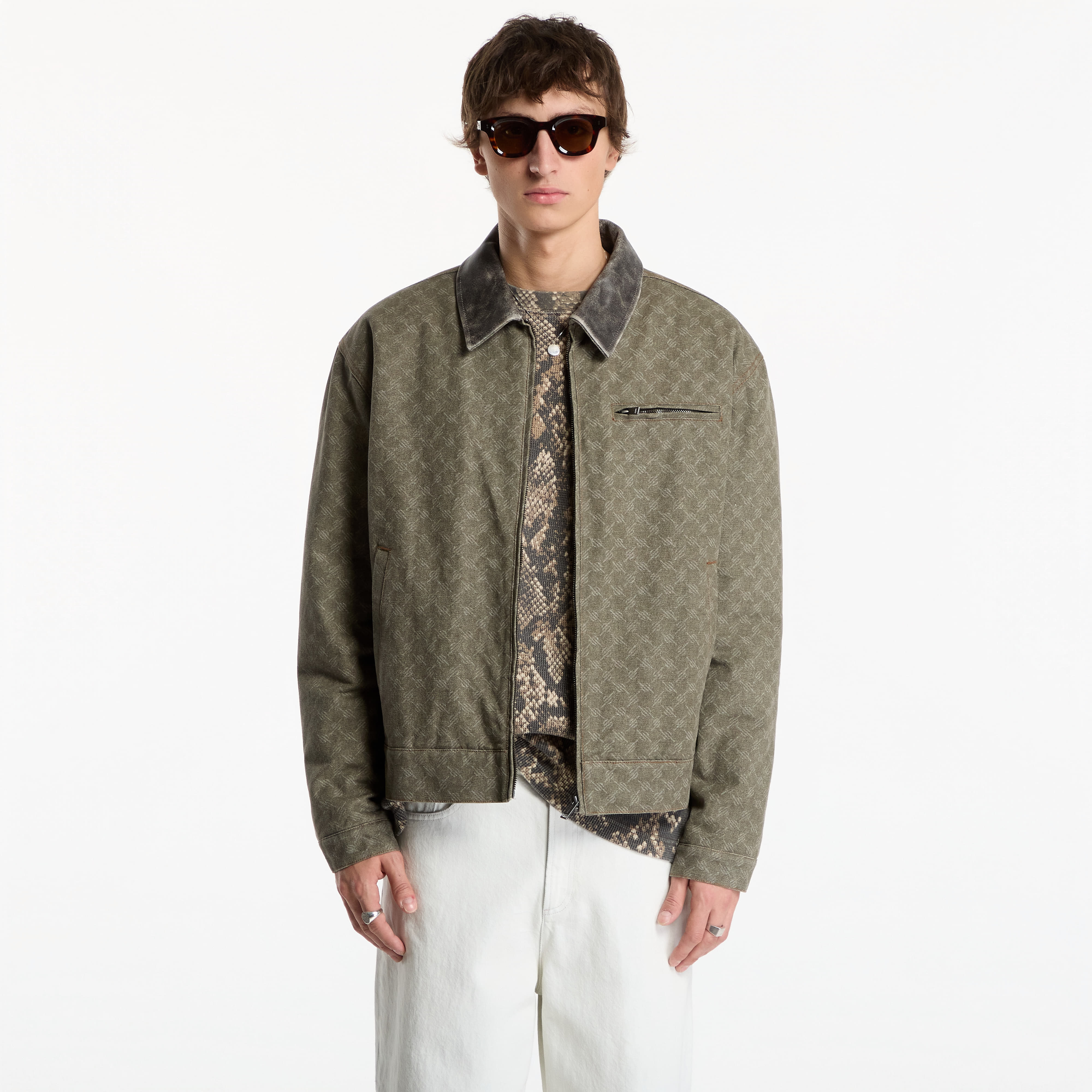 Яке Daily Paper Fur Collar Monogram Workwear Jacket Army Green XL