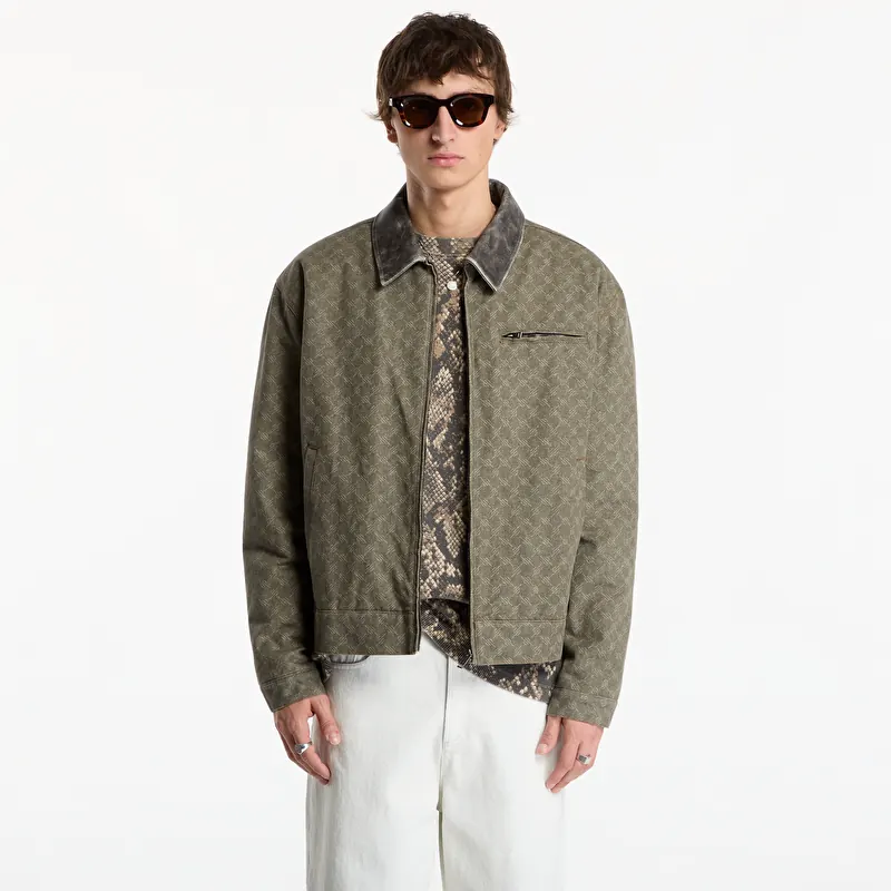 Jacke Daily Paper Fur Collar Monogram Workwear Jacket Army Green