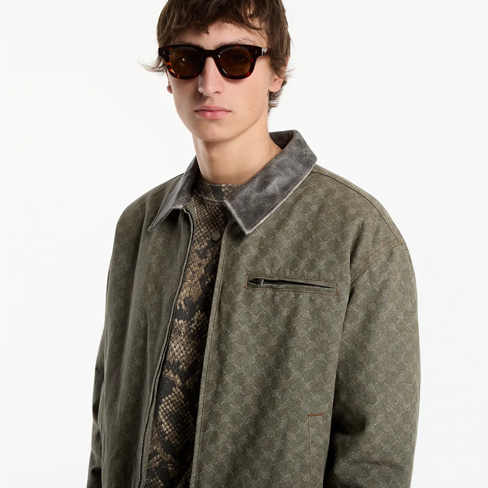 Jacken Daily Paper Fur Collar Monogram Workwear Jacket Army Green