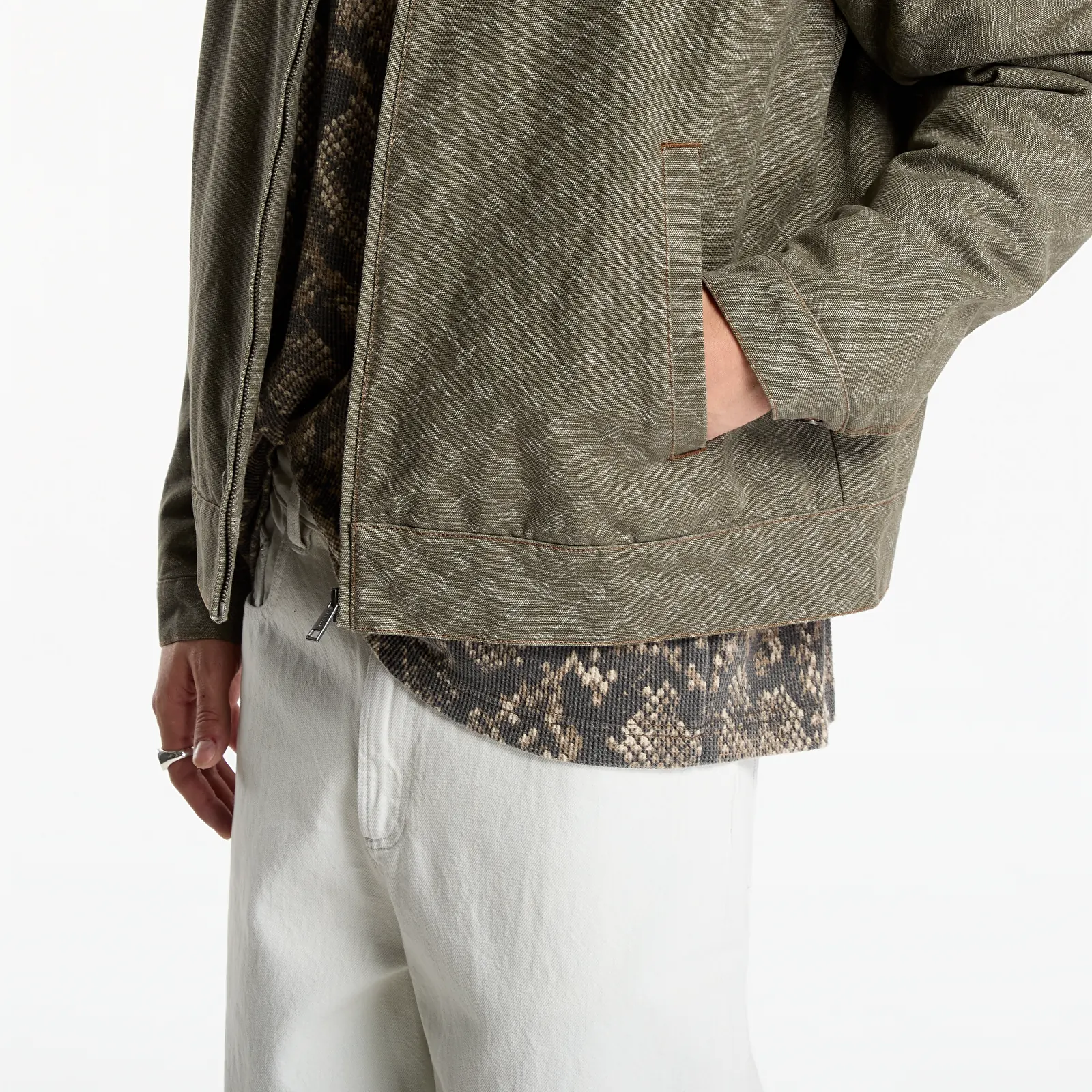 Jacken Daily Paper Fur Collar Monogram Workwear Jacket Army Green
