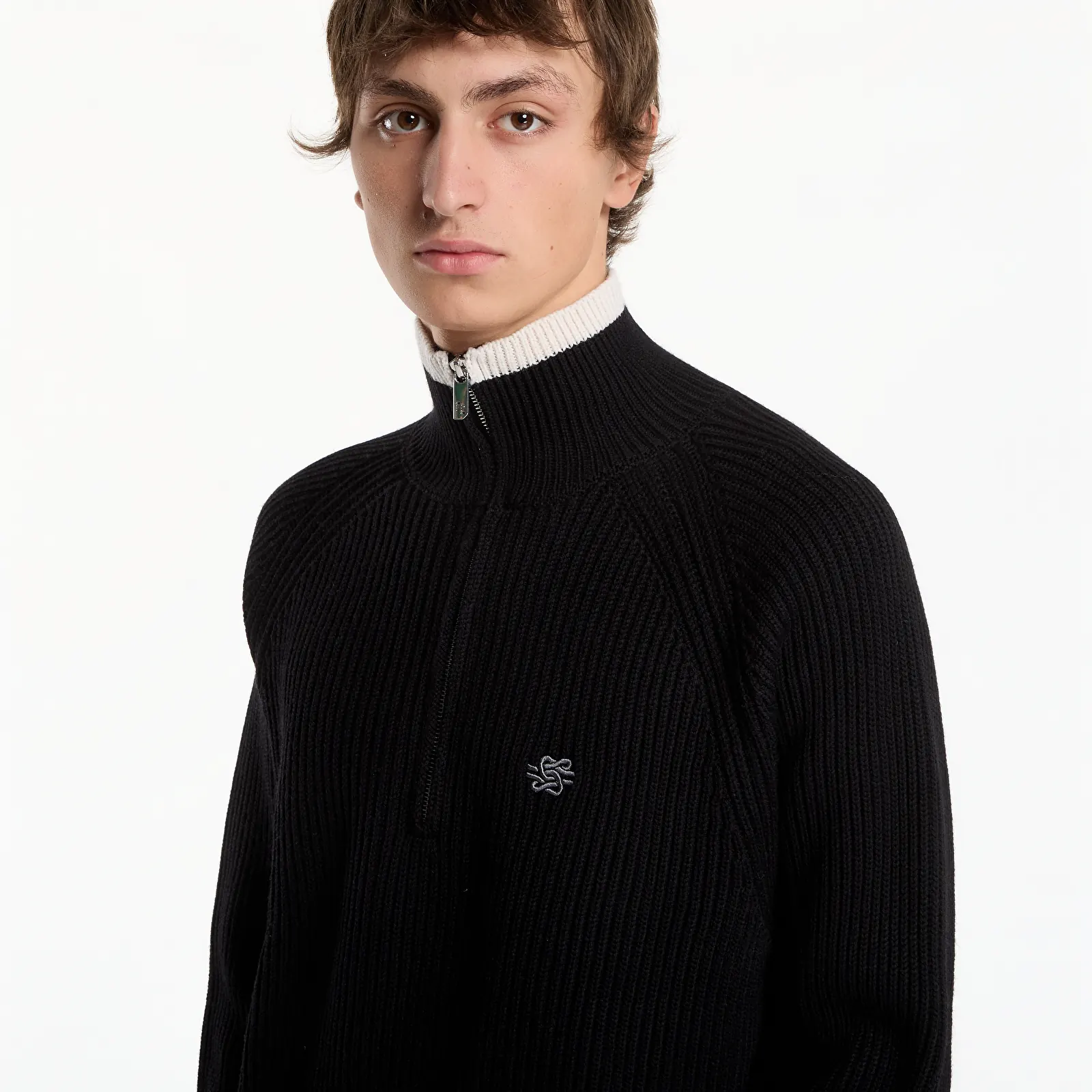 Sweaters Filling Pieces Knit Quarter Zip Black