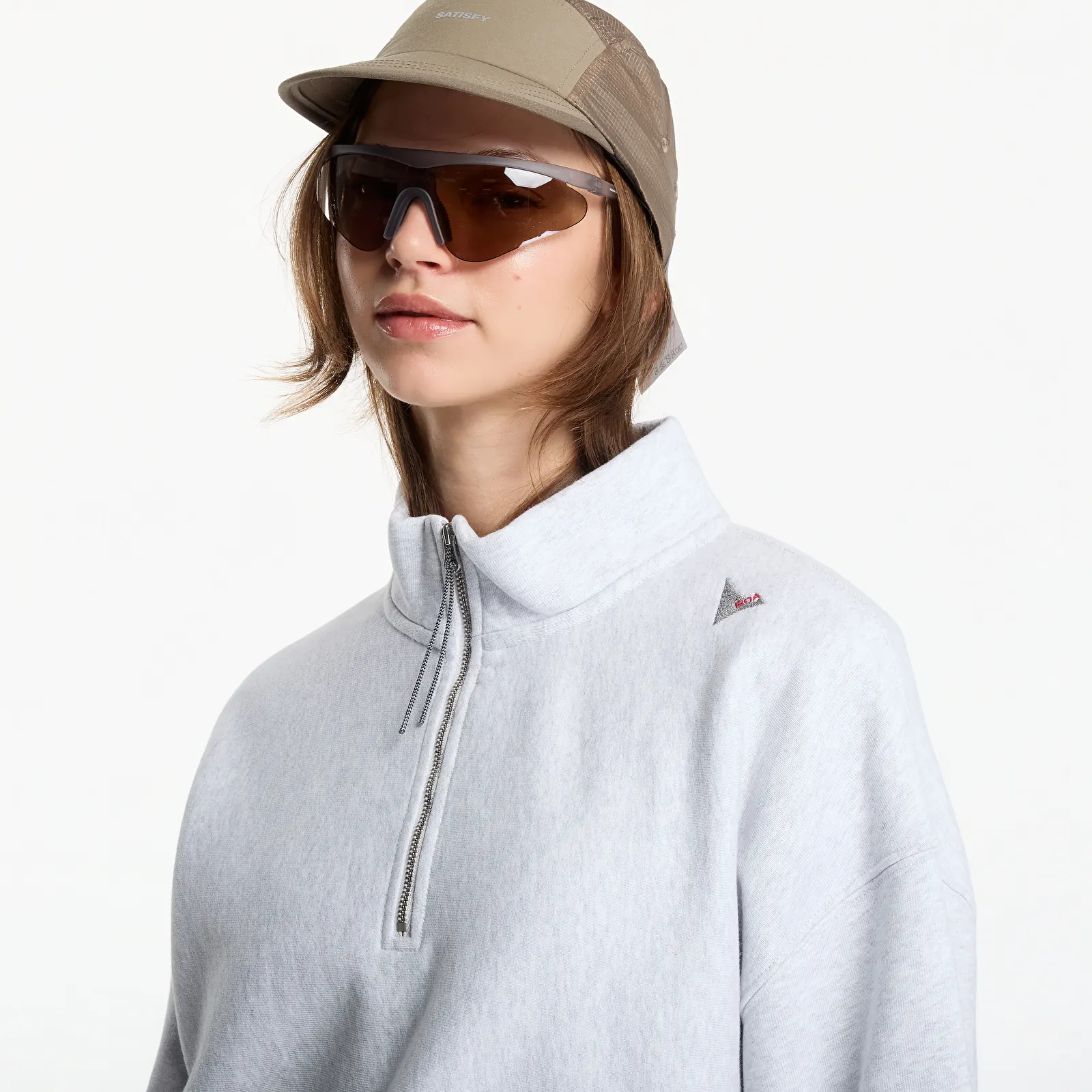 Puloverji   ROA Logo Half Zip Sweater UNISEX Light Grey