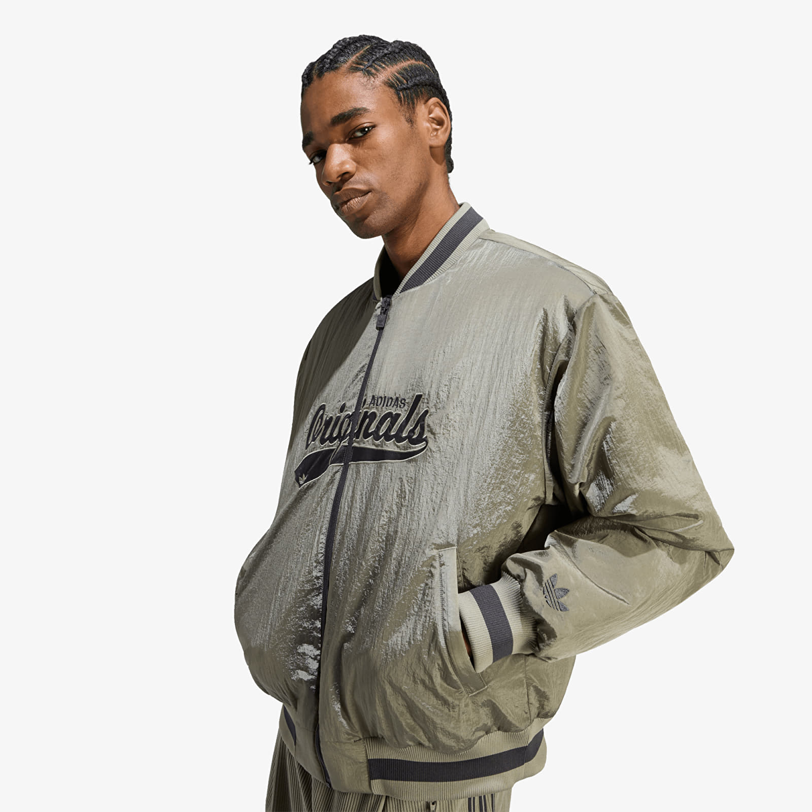 Bomber Jackets adidas Shiny Originals Bomber Jacket Silver Pebble