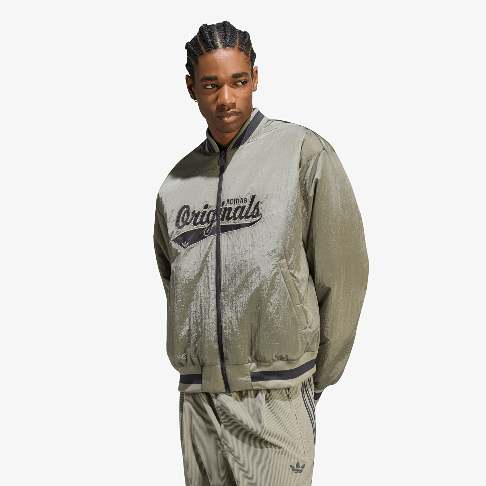 Bomber Jackets adidas Shiny Originals Bomber Jacket Silver Pebble