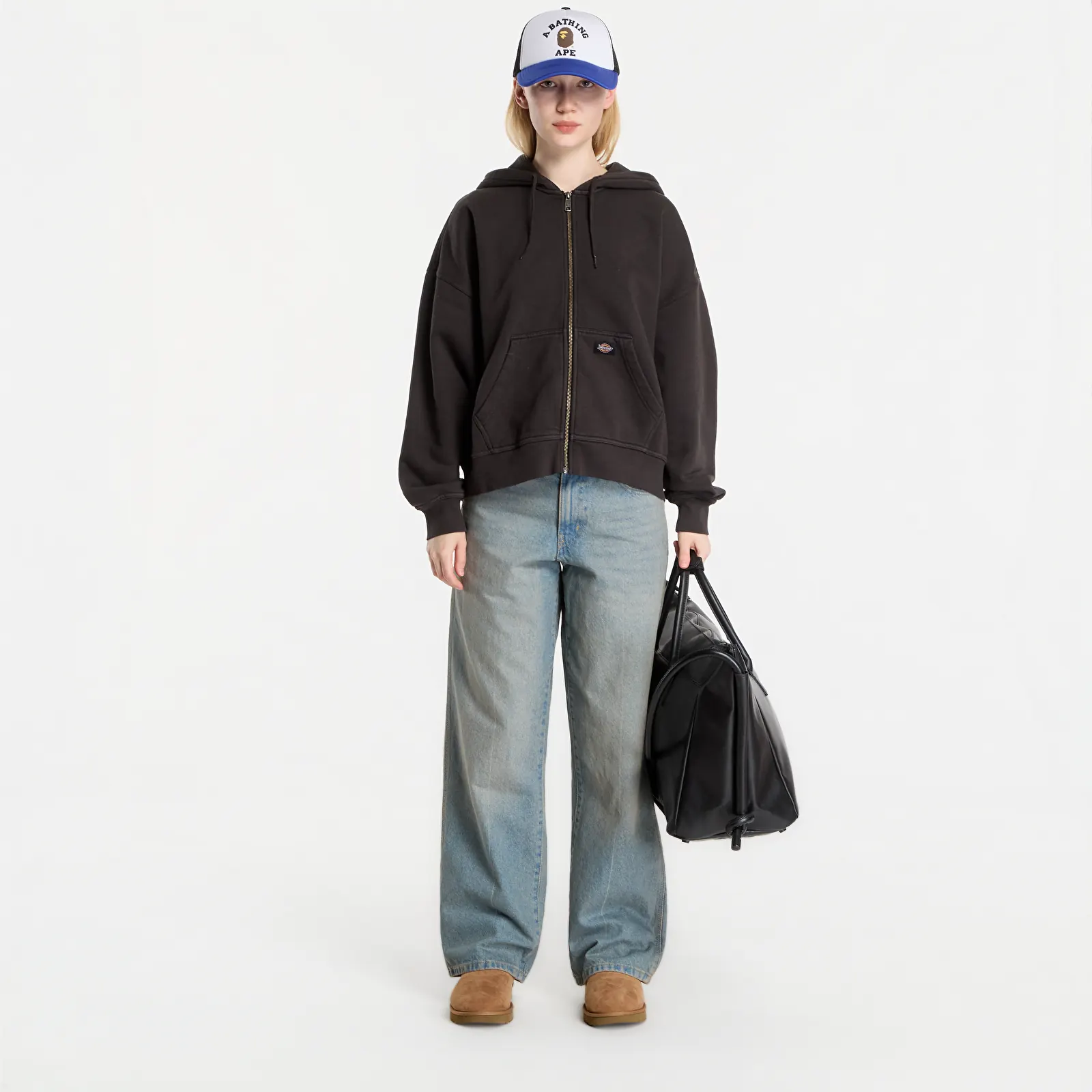Puloverji   Dickies Sutcliffe Cropped Zipped Hoodie Black