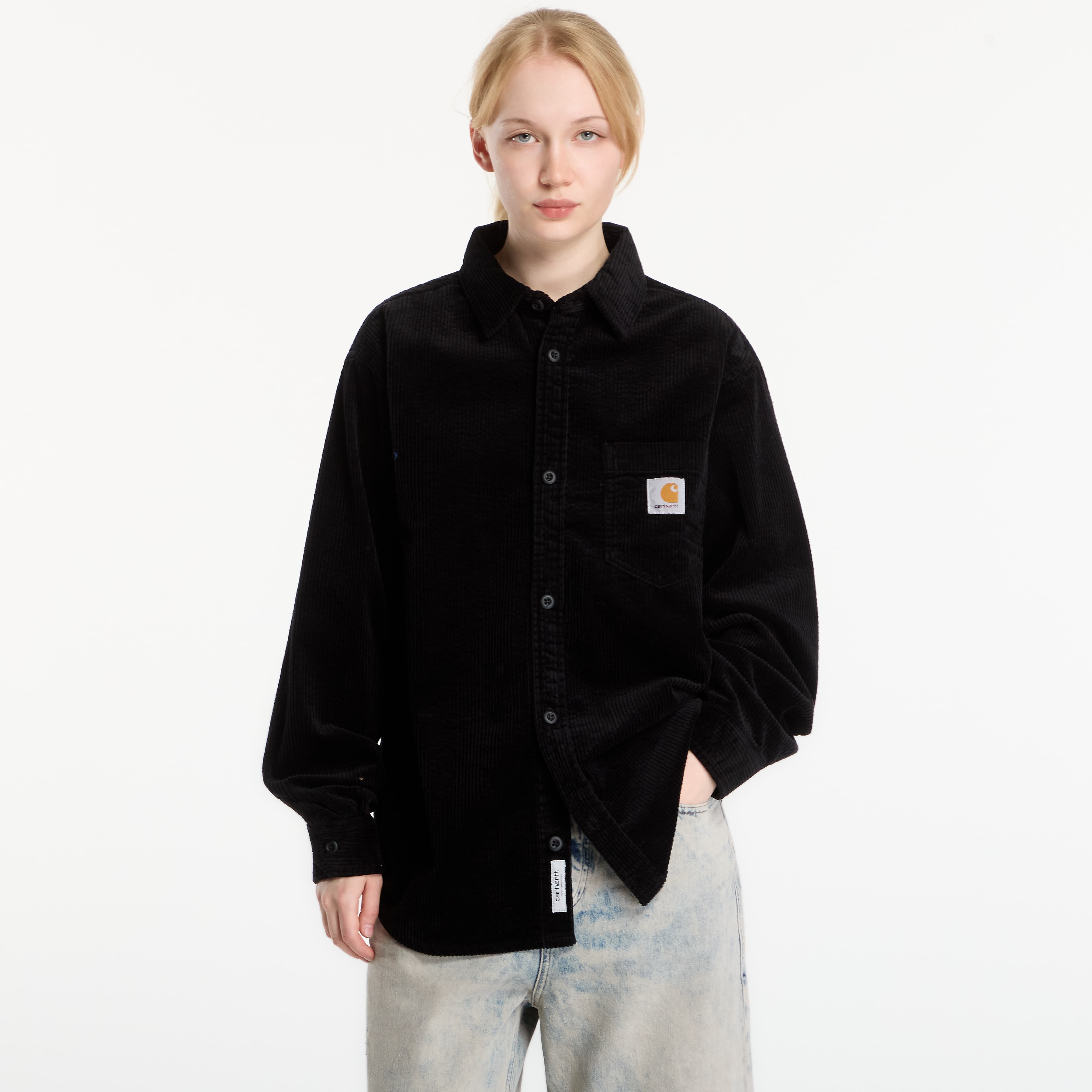 Skjorte Carhartt WIP L/S Loyde Shirt Black Rinsed M