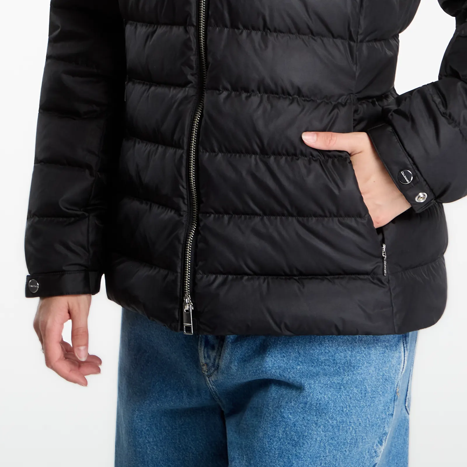 Női kabátok Calvin Klein Satin Lw Short Puffer With Fur Black
