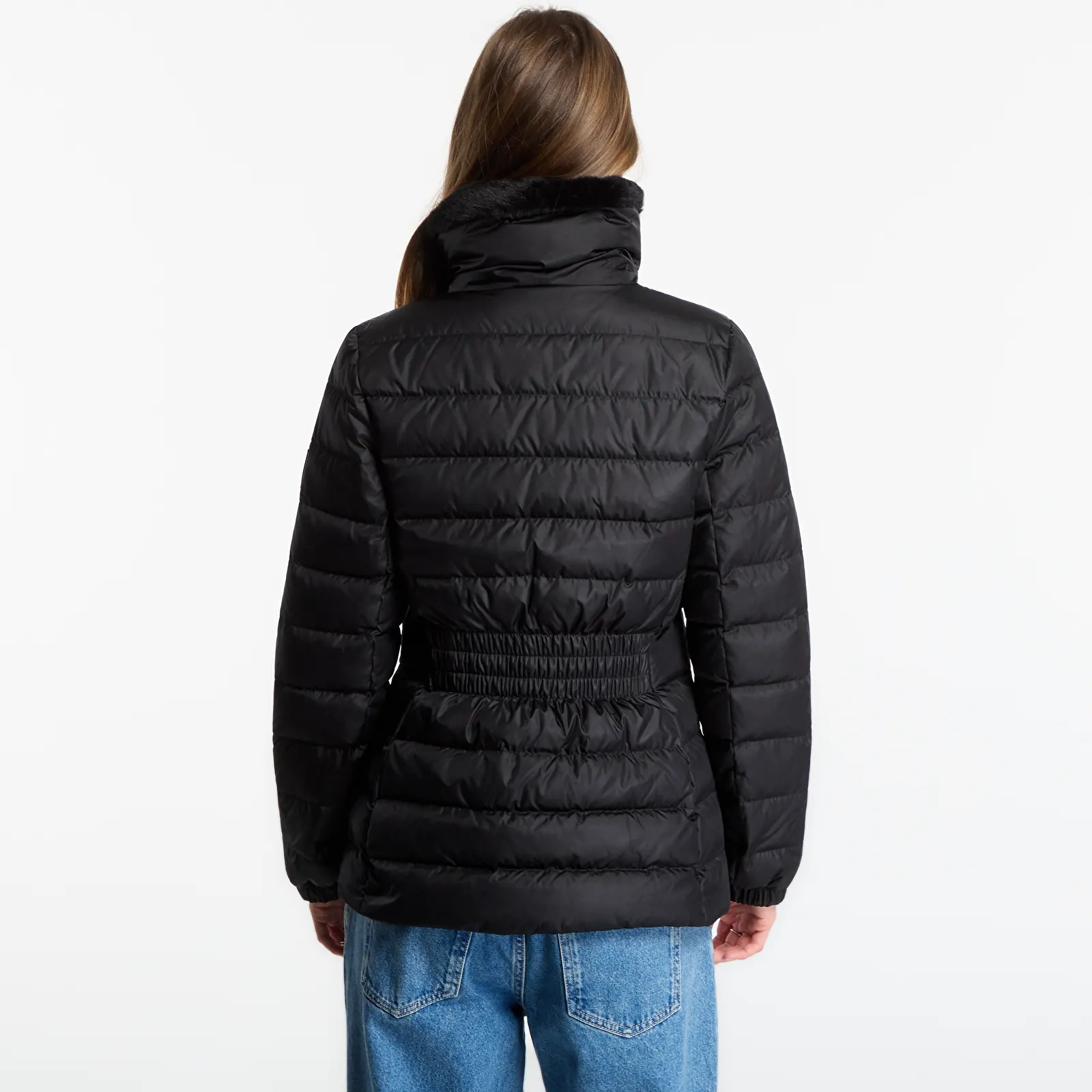 Női kabátok Calvin Klein Satin Lw Short Puffer With Fur Black