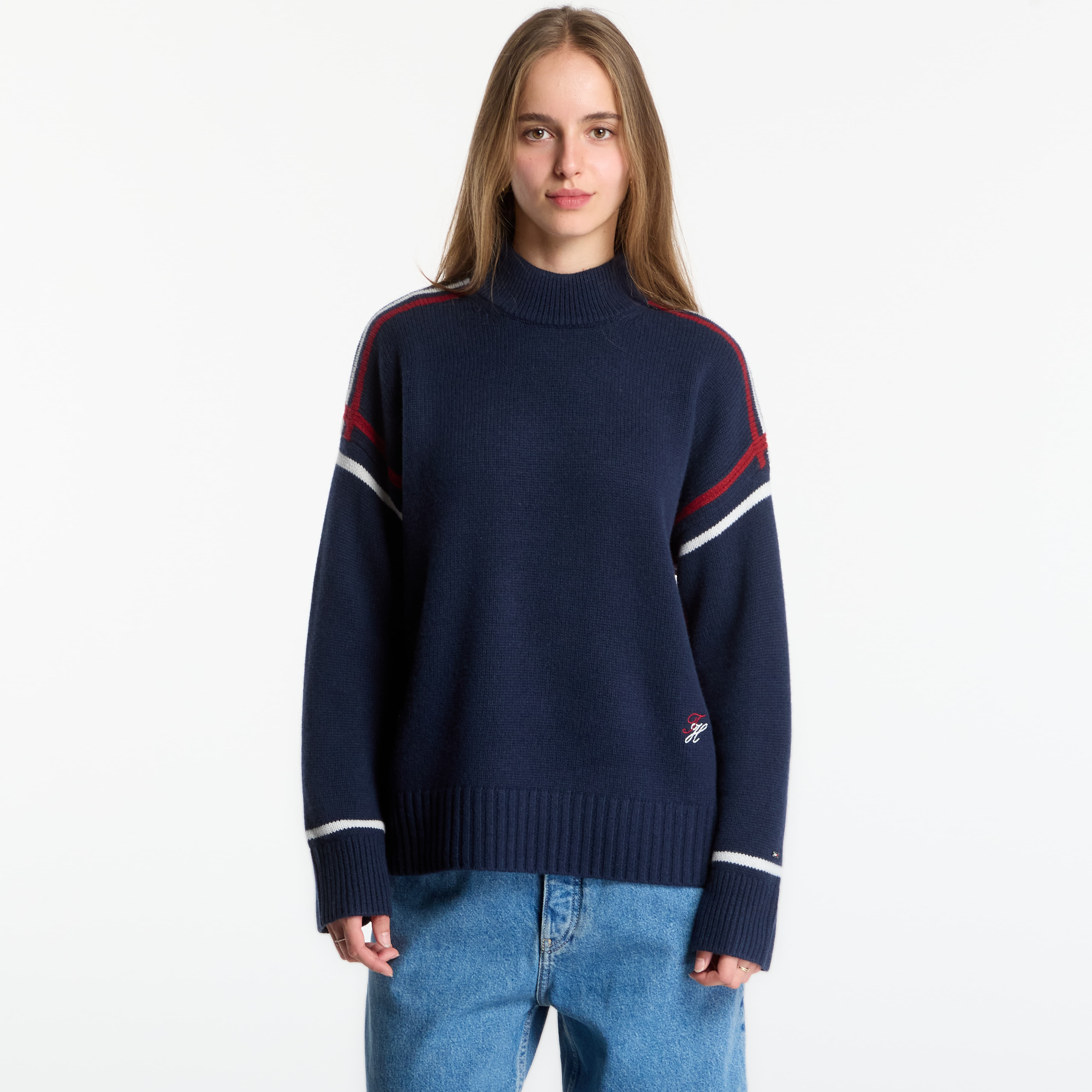 Пуловер Tommy Hilfiger Rwb Mk-Nk Rlx Fit Sweater Dark Blue L