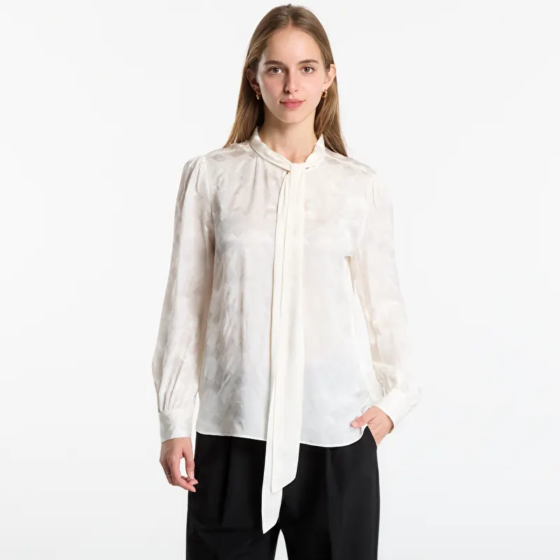 Shirt Tommy Hilfiger Fluid Jacquard Tie Detail Shirt Ivory Silk