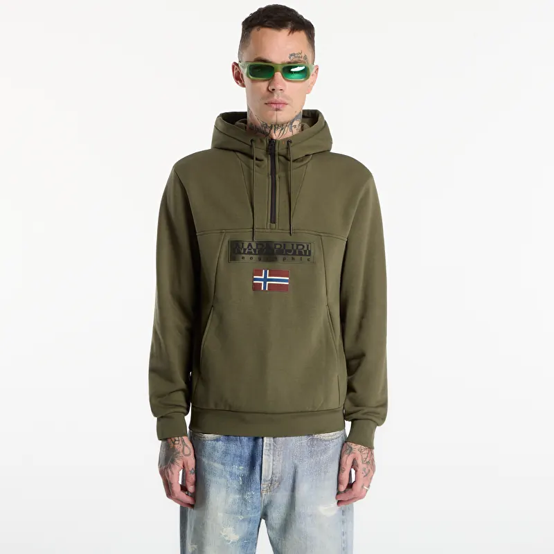 Sweatshirt Napapijri Burgee Half-Zip Hoodie 2.0 Olive Night