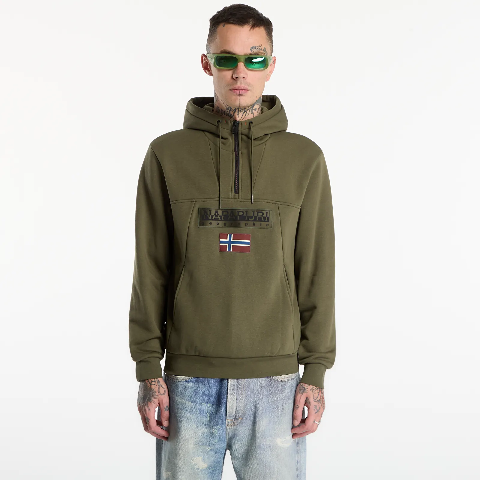 Hoodies en truien Napapijri Burgee Half-Zip Hoodie 2.0 Olive Night
