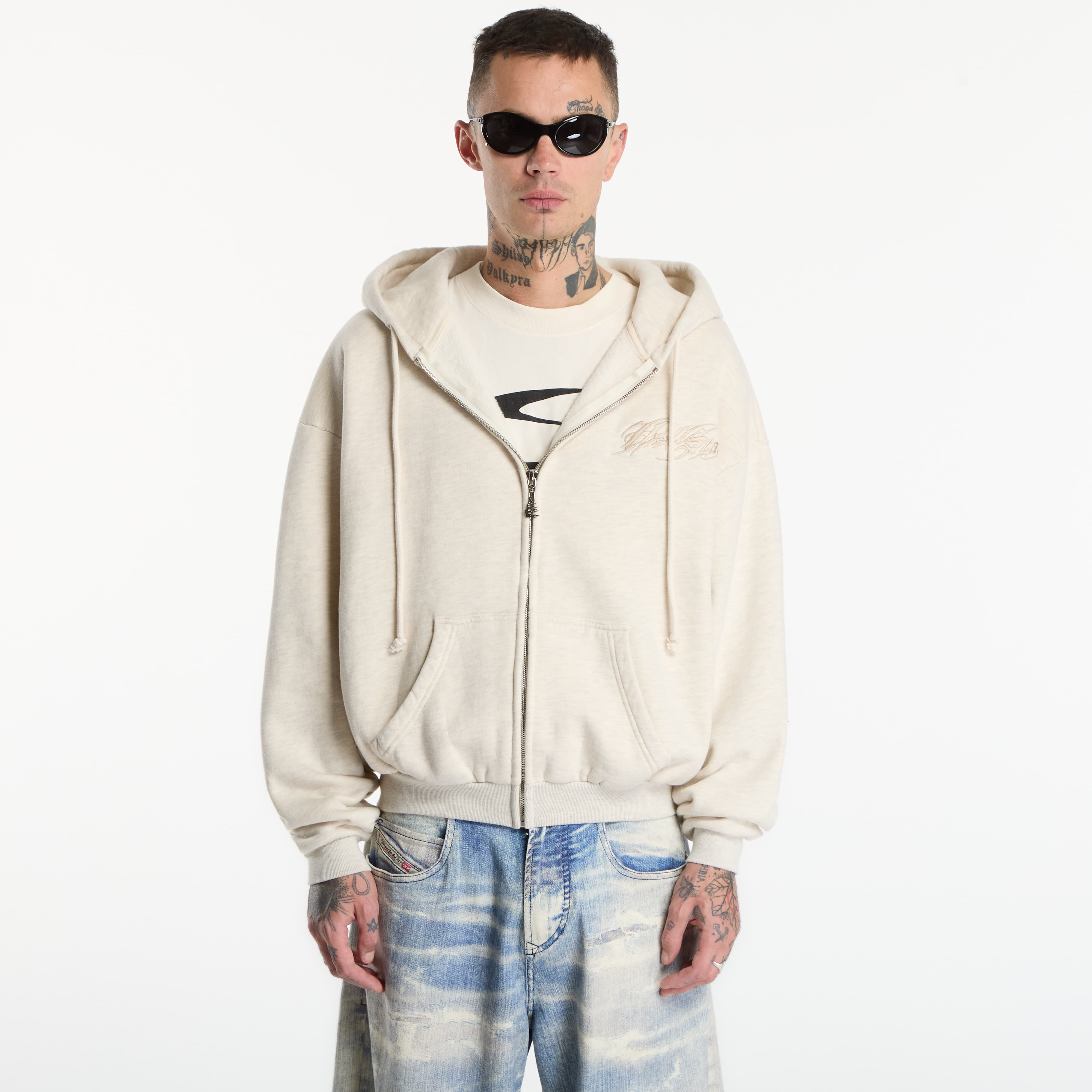 Sweatshirt Hellstar Tattoo Logo Zip-Up UNISEX Beige XL