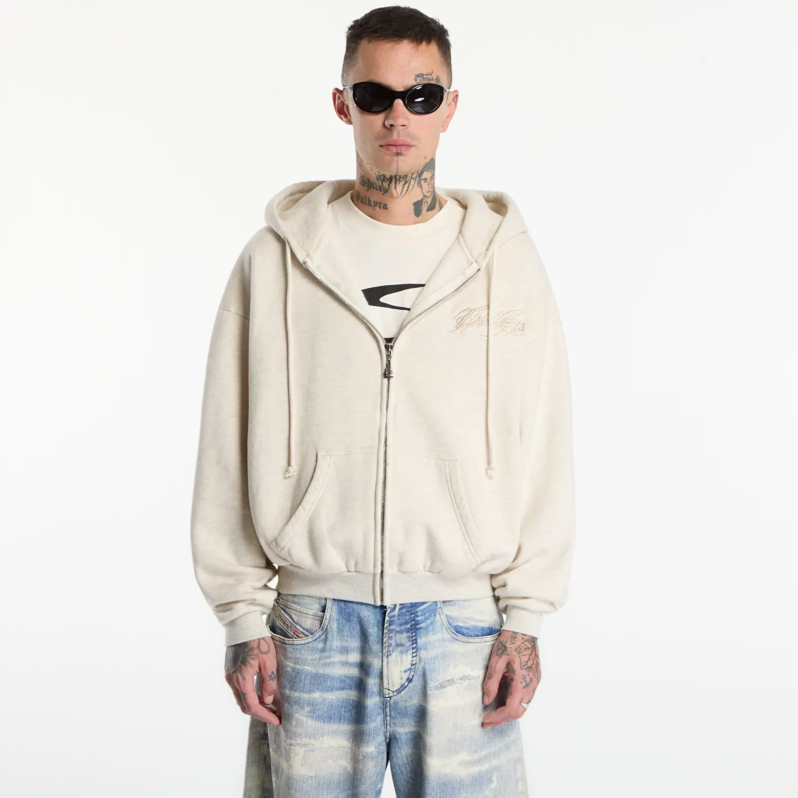 Hoodies en truien Hellstar Tattoo Logo Zip-Up UNISEX Beige