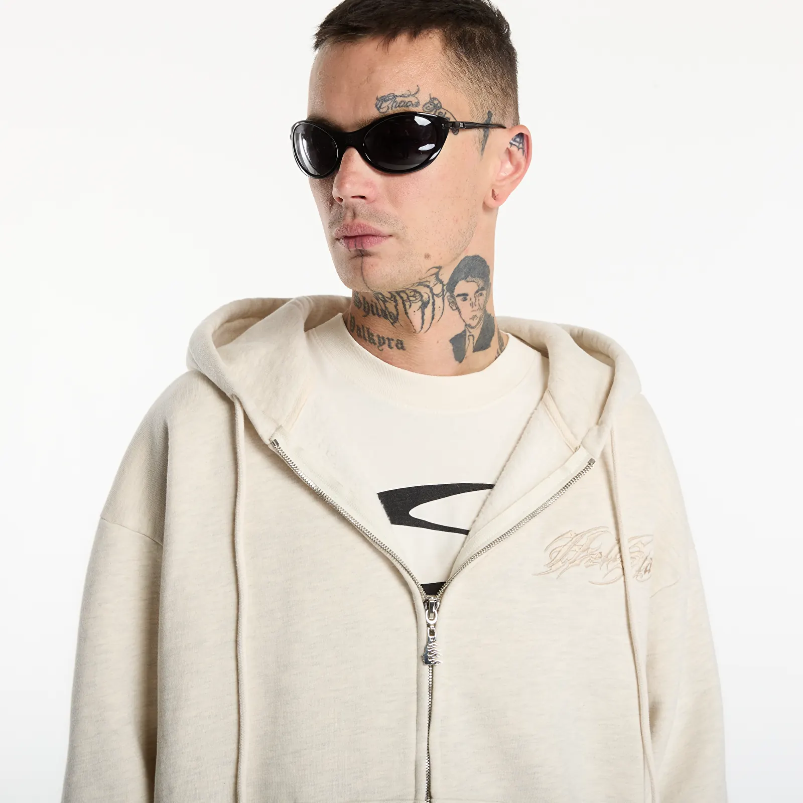 Hoodies en truien Hellstar Tattoo Logo Zip-Up UNISEX Beige