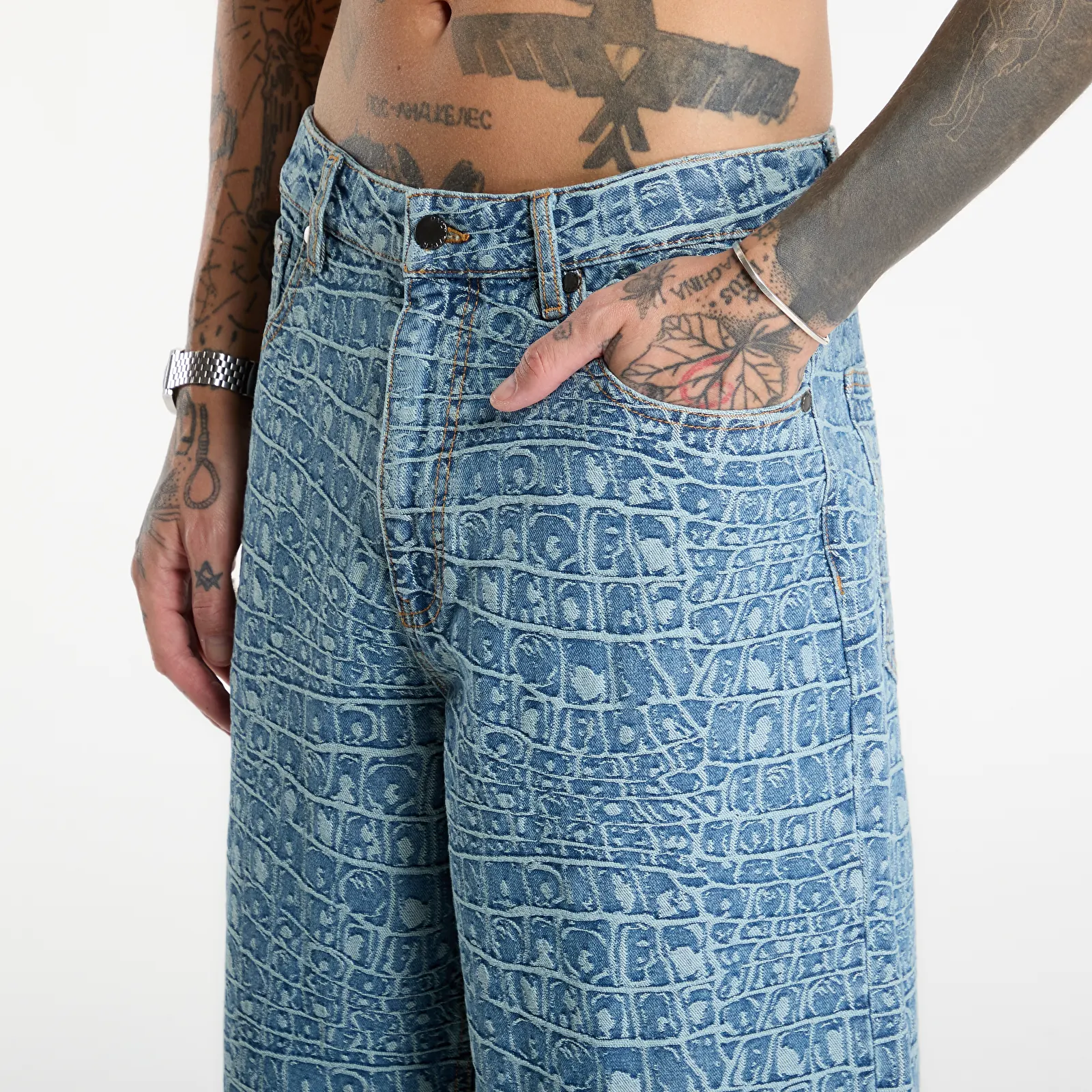 Jeans Daily Paper Croc Jacquard Oversized Jeans Blue