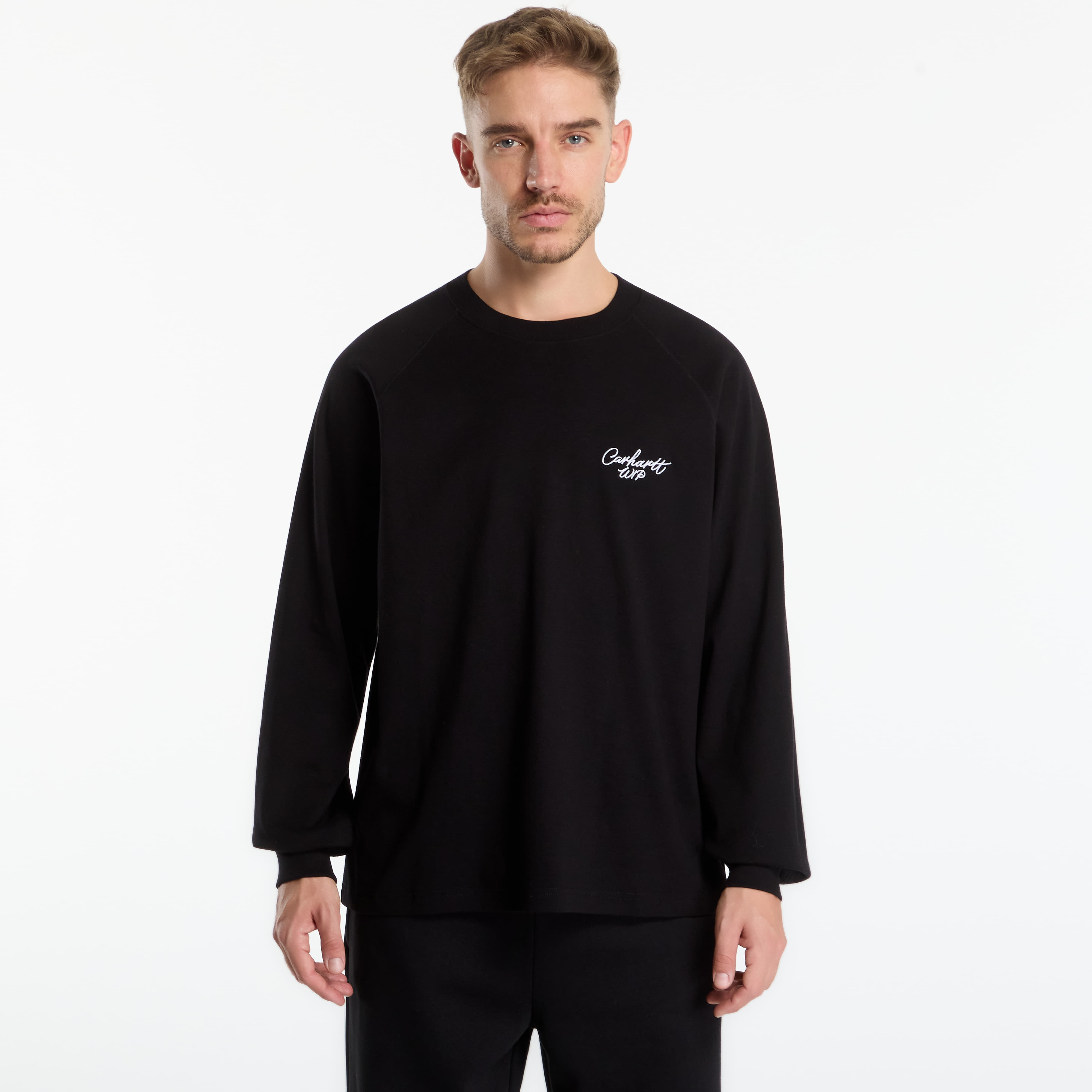 T-shirt Carhartt WIP L/S Signature Rib T-Shirt UNISEX Black/ White XL