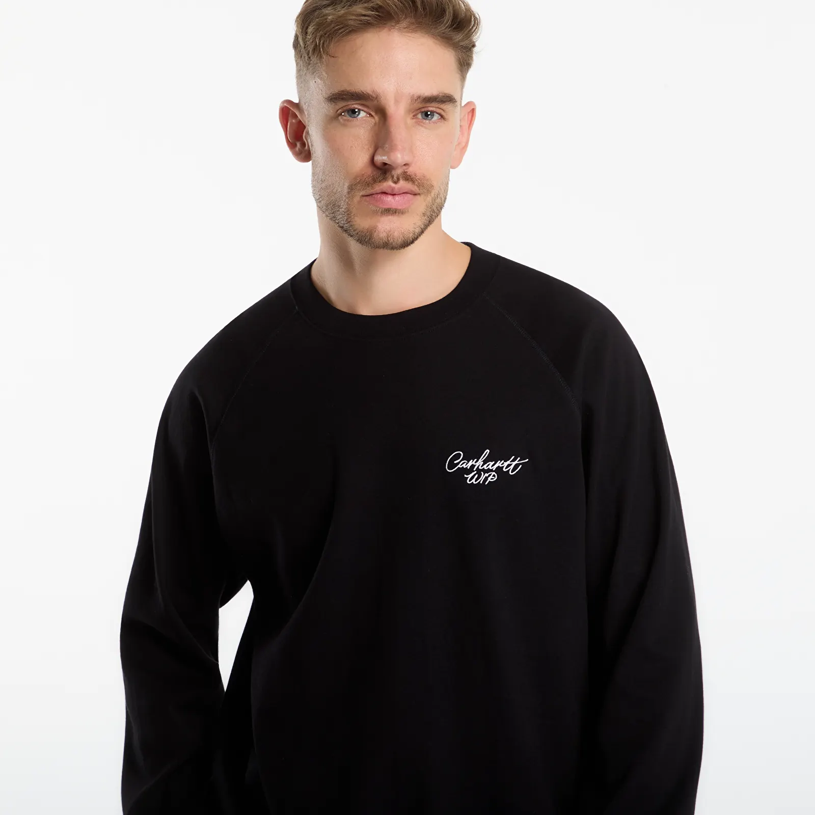 Pólók Carhartt WIP L/S Signature Rib T-Shirt UNISEX Black/ White