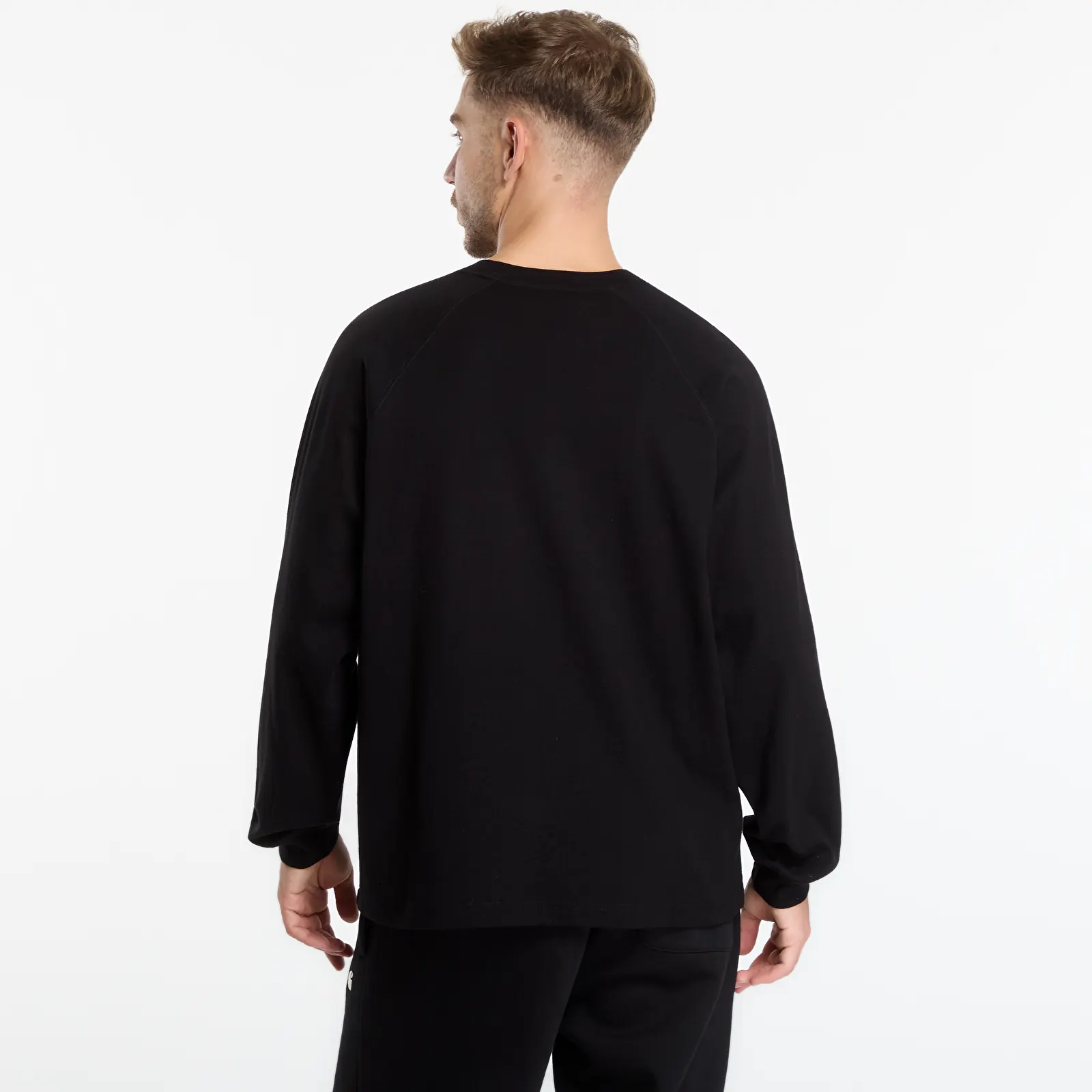 Pólók Carhartt WIP L/S Signature Rib T-Shirt UNISEX Black/ White