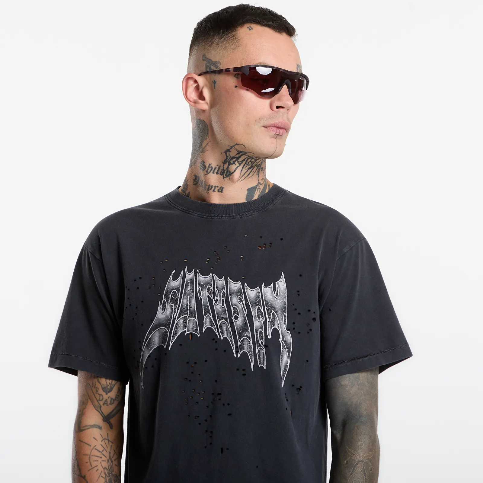   Μπλούζες Satisfy MothTech T-Shirt Aged Black AirBrush Glitter