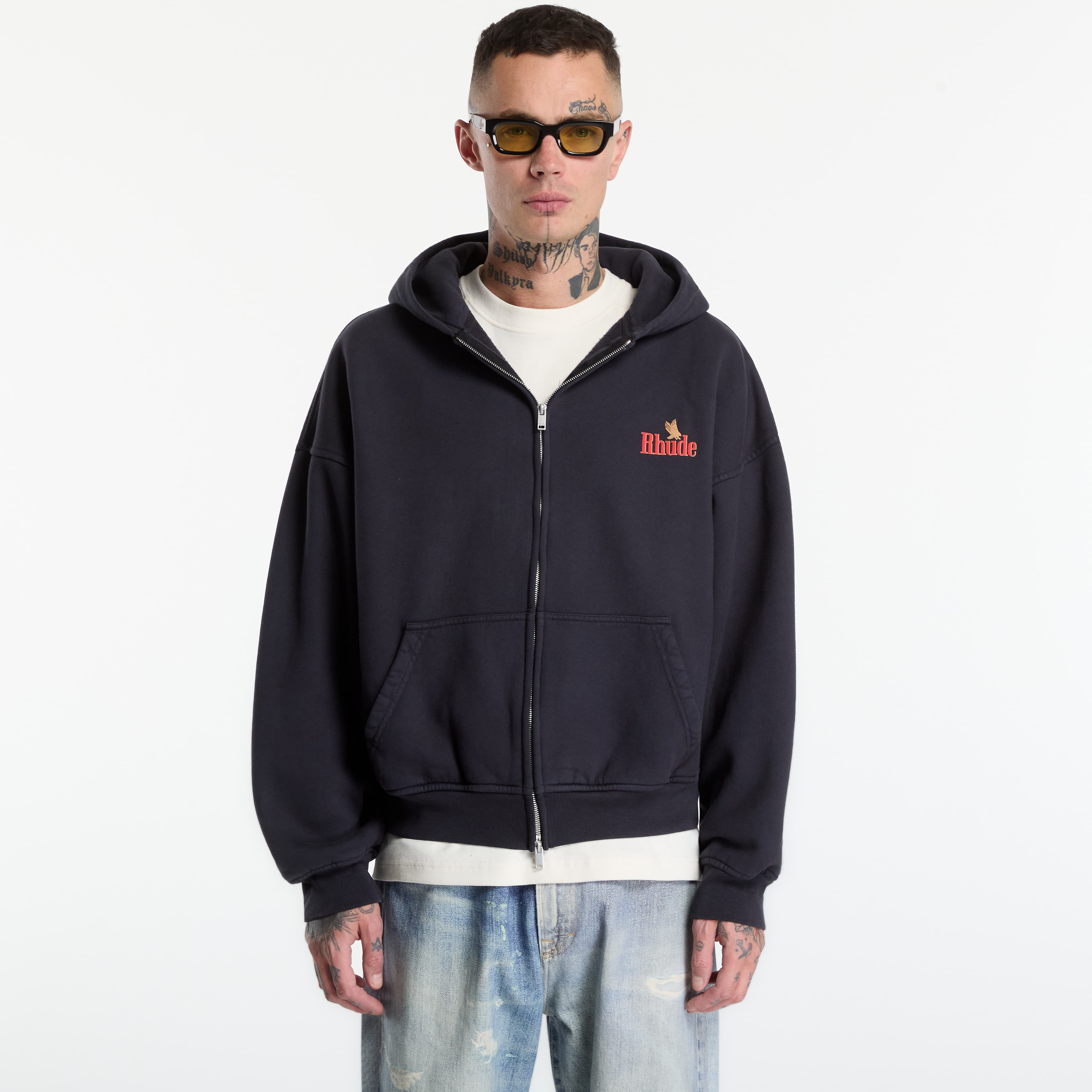 Суитшърт Rhude American Spirit Zip-Up Hoodie Vintage Black/ Red XL