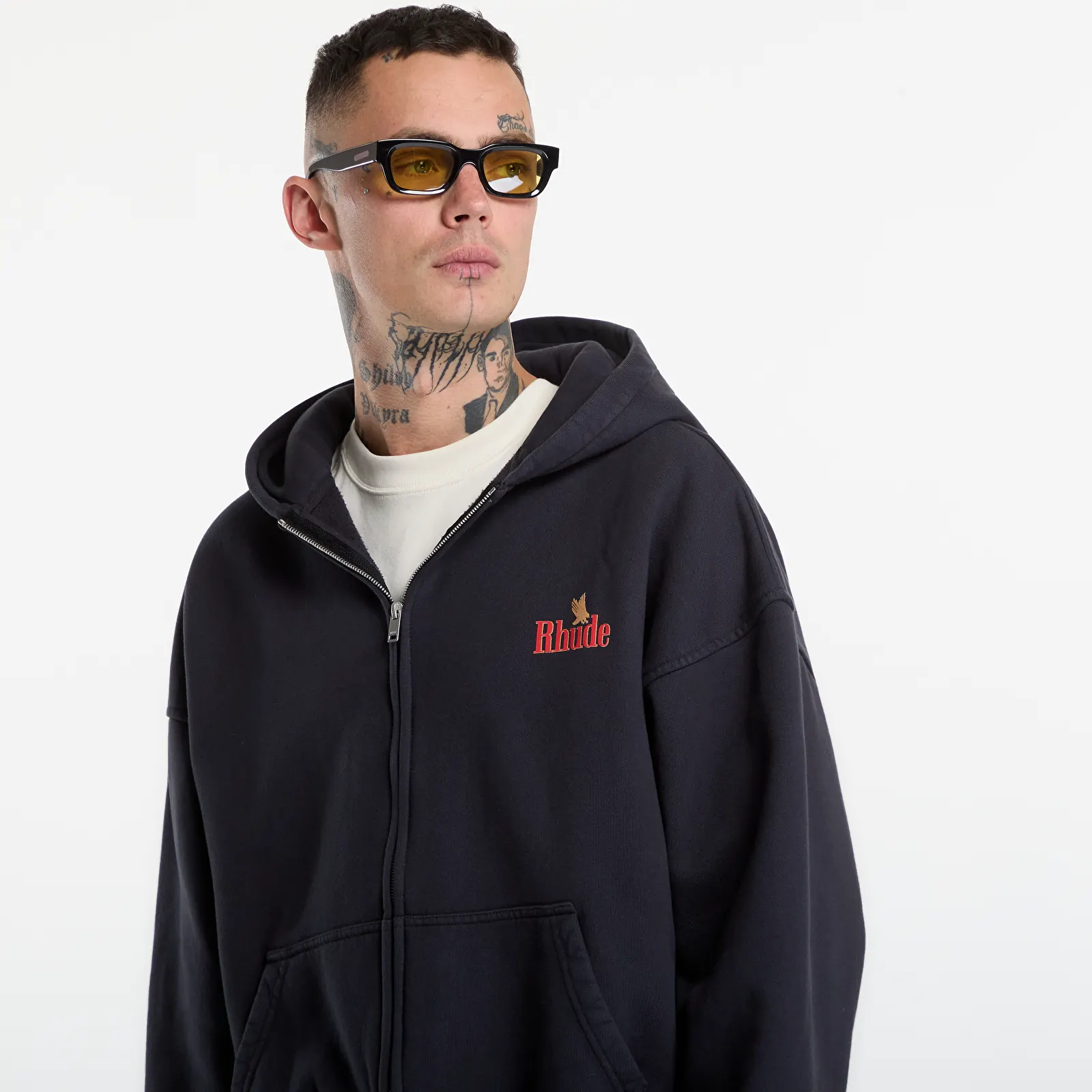 Mikiny Rhude American Spirit Zip-Up Hoodie Vintage Black/ Red