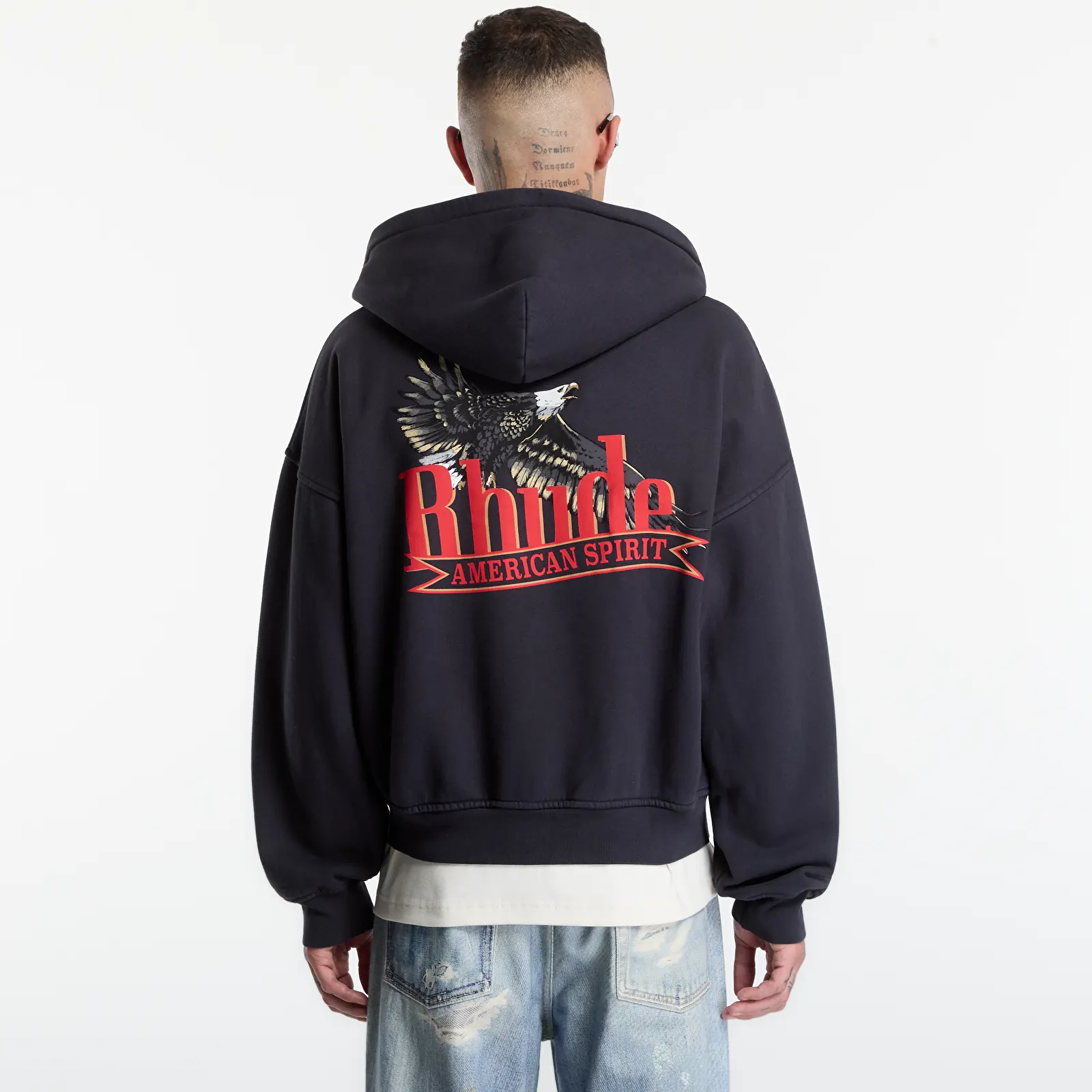 Mikiny Rhude American Spirit Zip-Up Hoodie Vintage Black/ Red