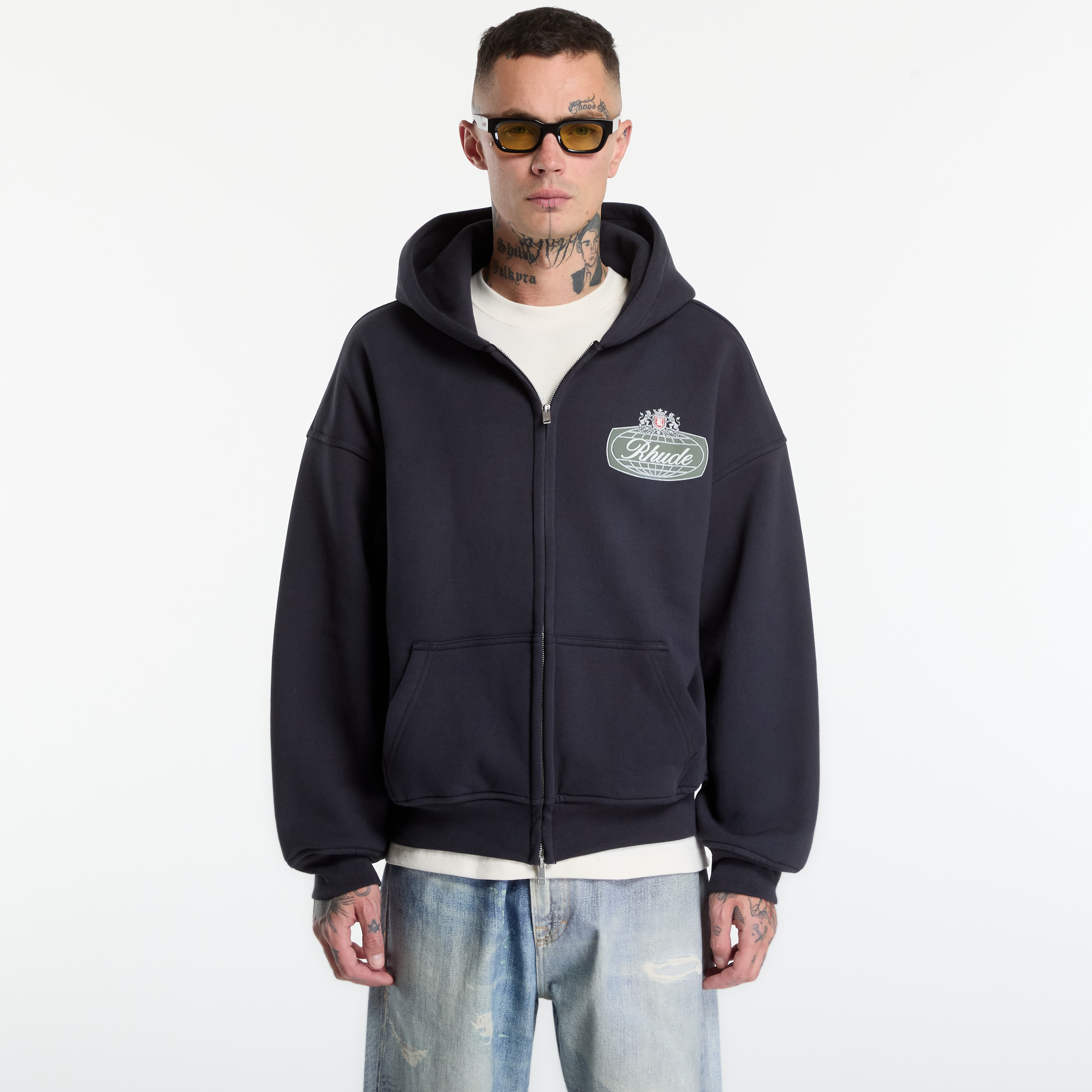 Суитшърт Rhude Desert Crest Zip-Up Hoodie Vintage Black/ Silver XXL