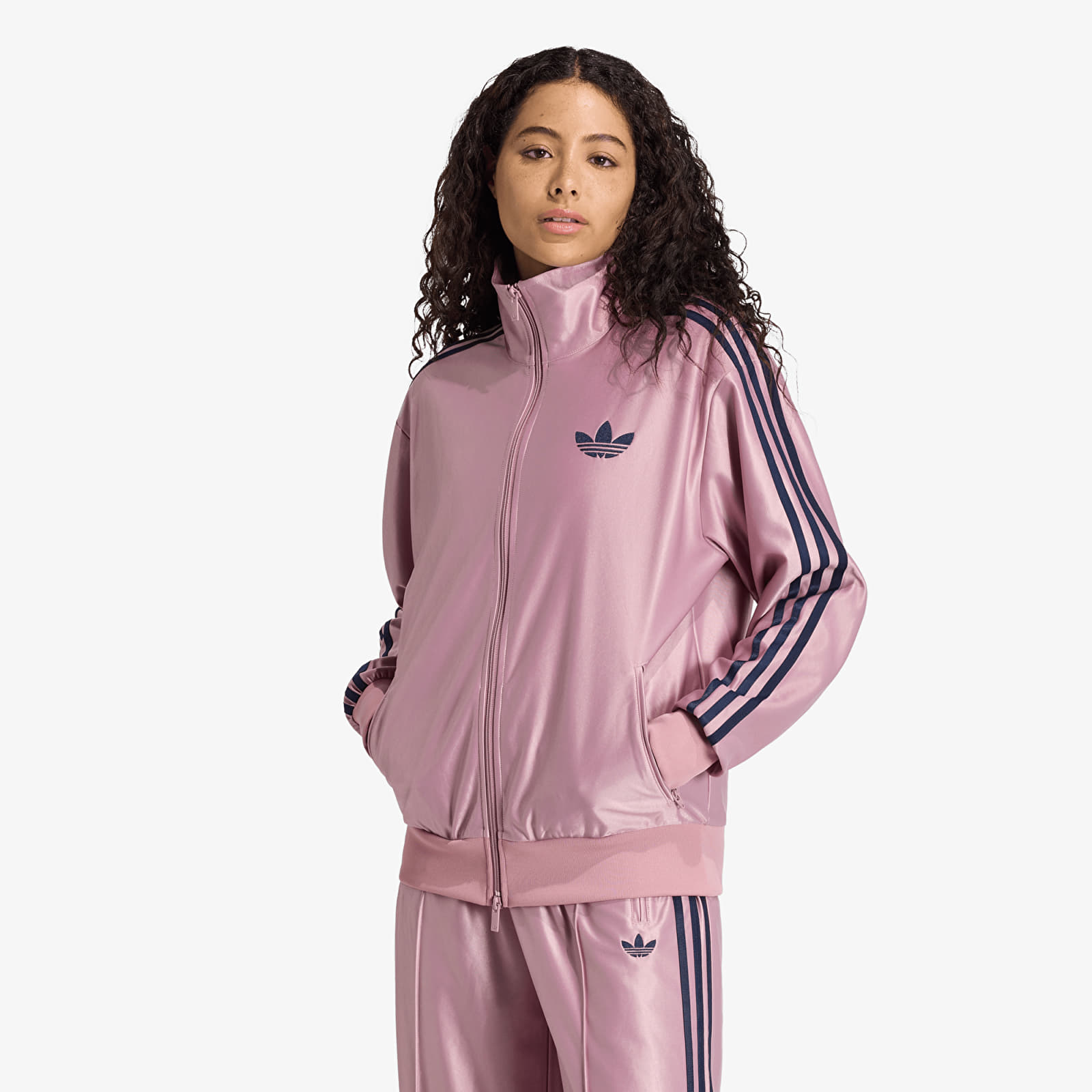 Hupparit ja collegepaidat adidas Metallic Firebird Loose Track Top Magic Mauve/ Night Indigo