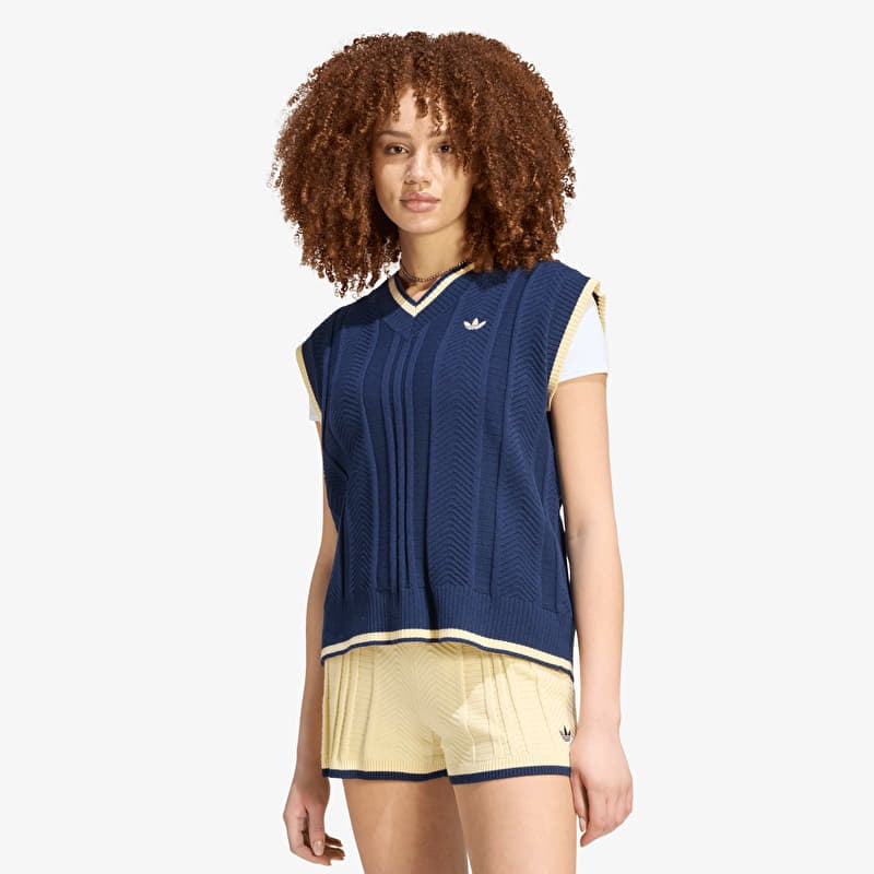 Weste adidas Cable Knit Vest Night Indigo