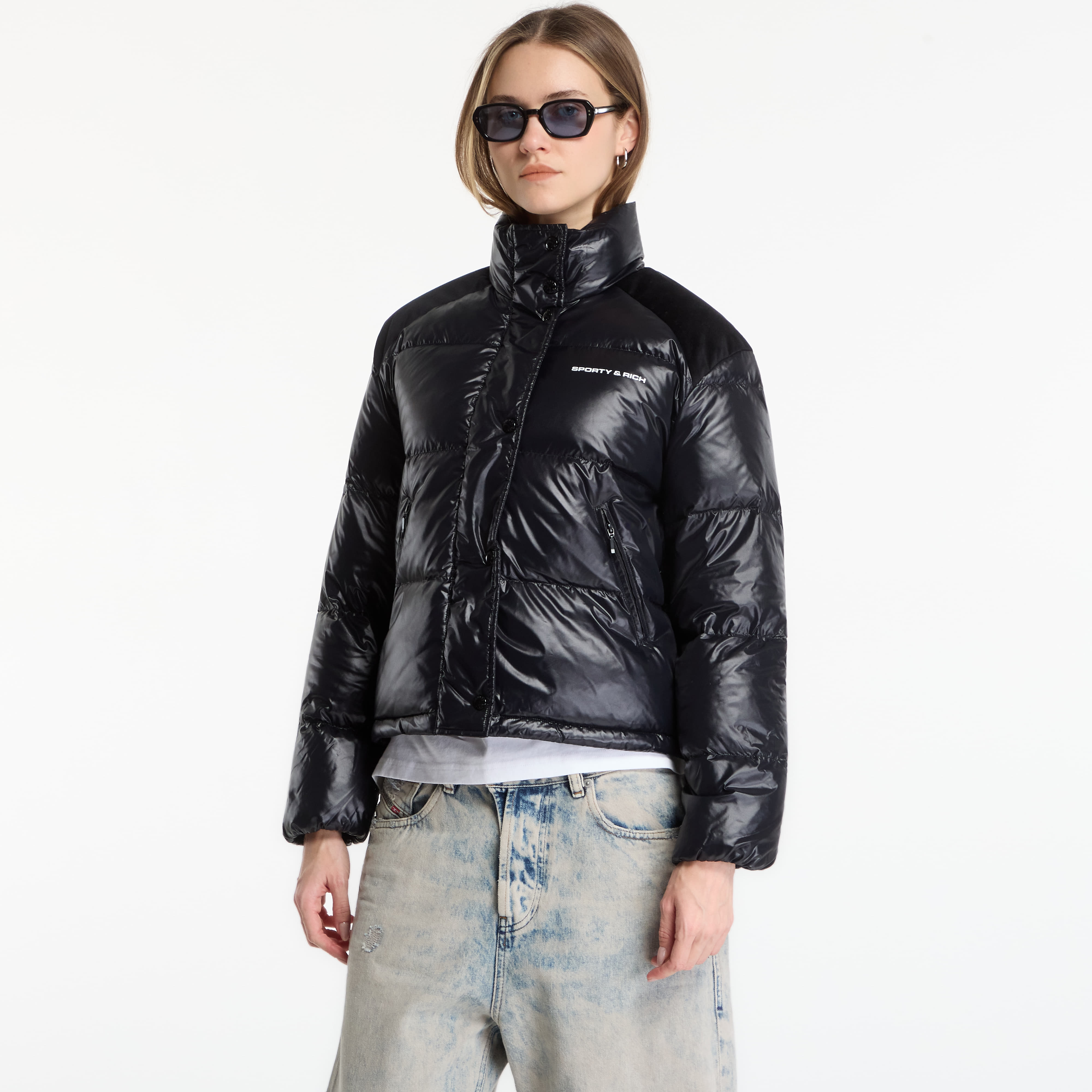 Яке Sporty & Rich Bold Logo Mountain Puffer Black/Black L